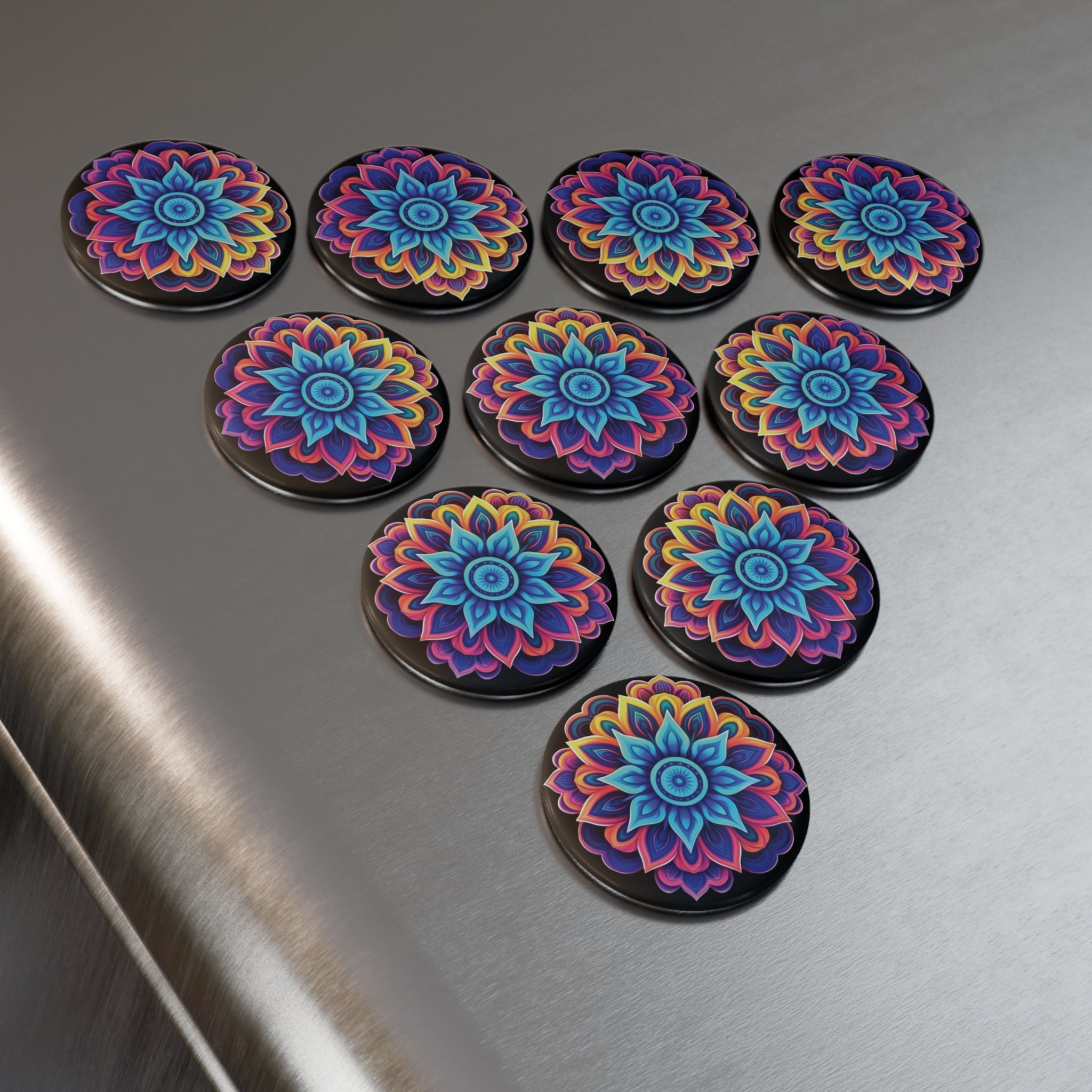 Button Magnet, Round (1 & 10 pcs) - Mandalas 25