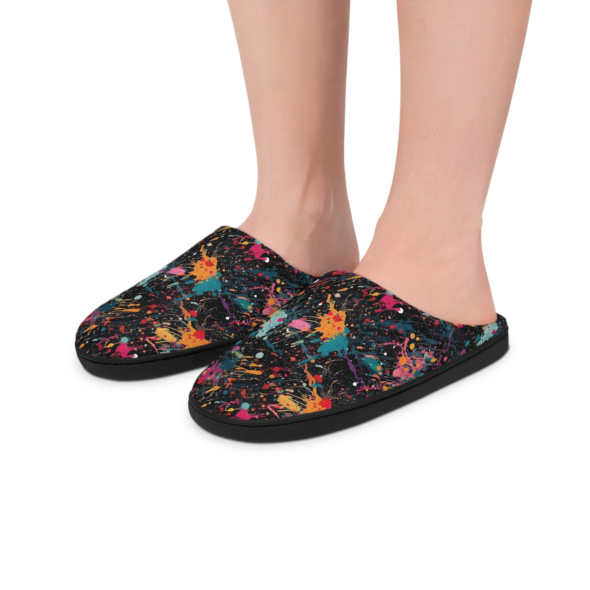 Men's Indoor Slippers (AOP) - Seamless Color Splatter Design 03