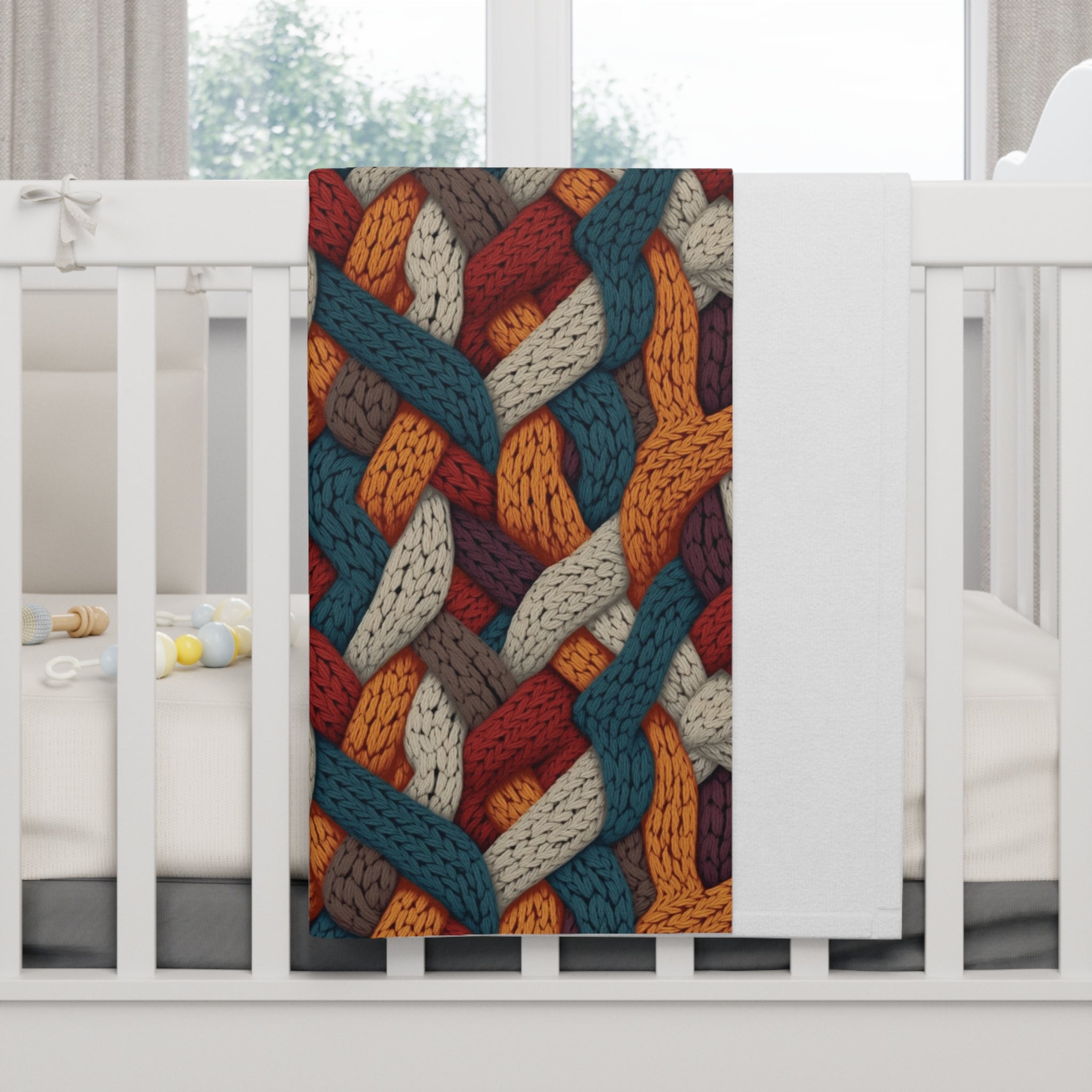 Soft Fleece Baby Blanket (AOP) - Seamless Knit Art 08