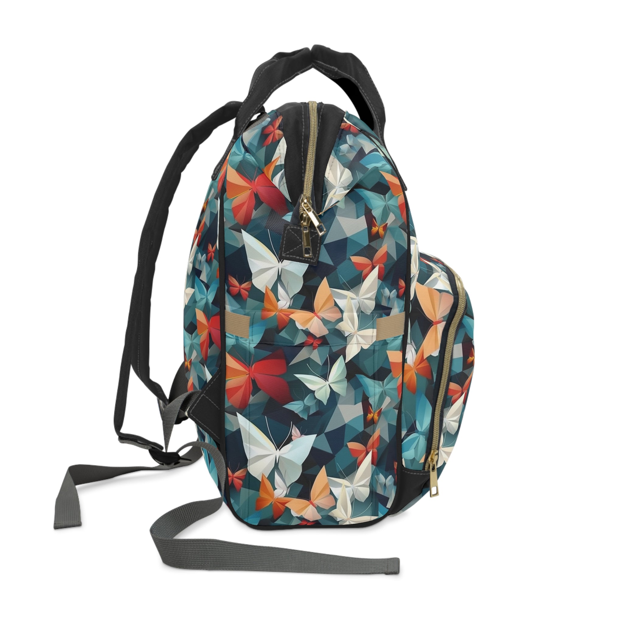 Multifunctional Diaper Backpack (AOP) - Seamless Butterflies Design 09