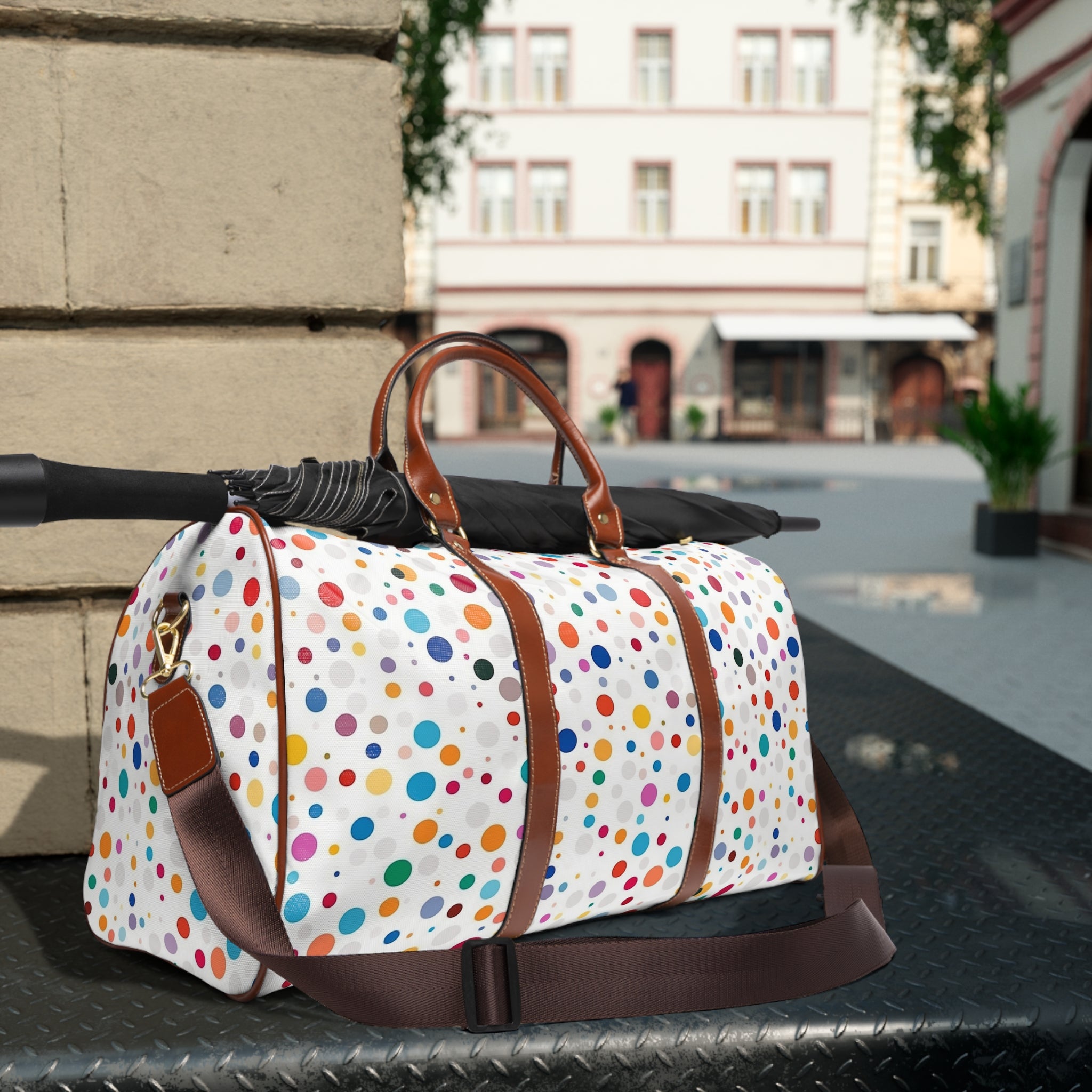 Waterproof Travel Bag (AOP) - Polka Dots Design 01