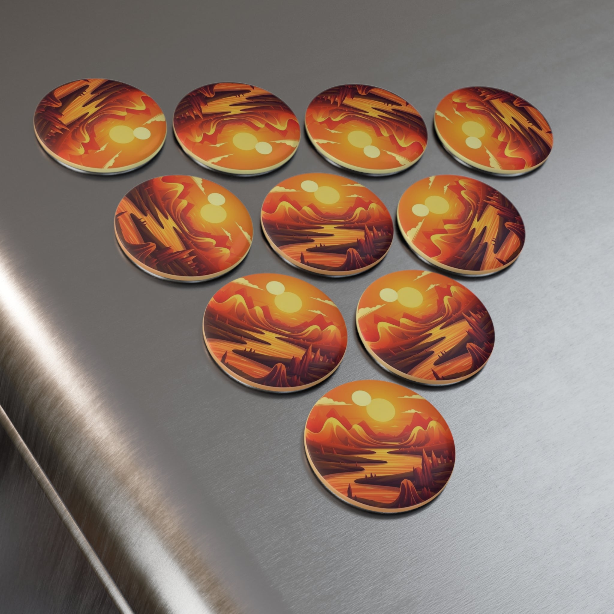 Button Magnet, Round (1 & 10 pcs) - Sunsets 05