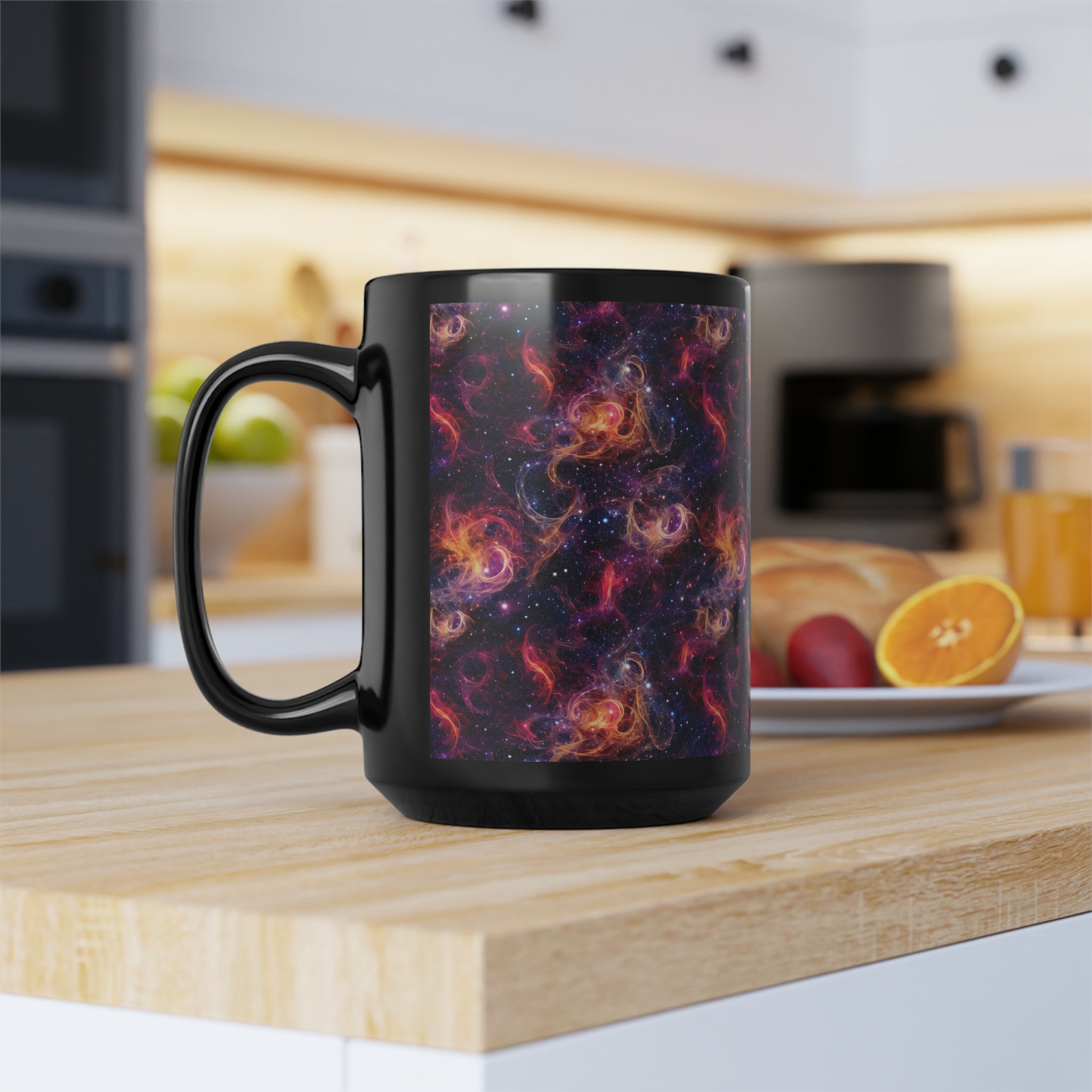 Black Mug, 15oz (AOP) - Fantasy Galaxies 01