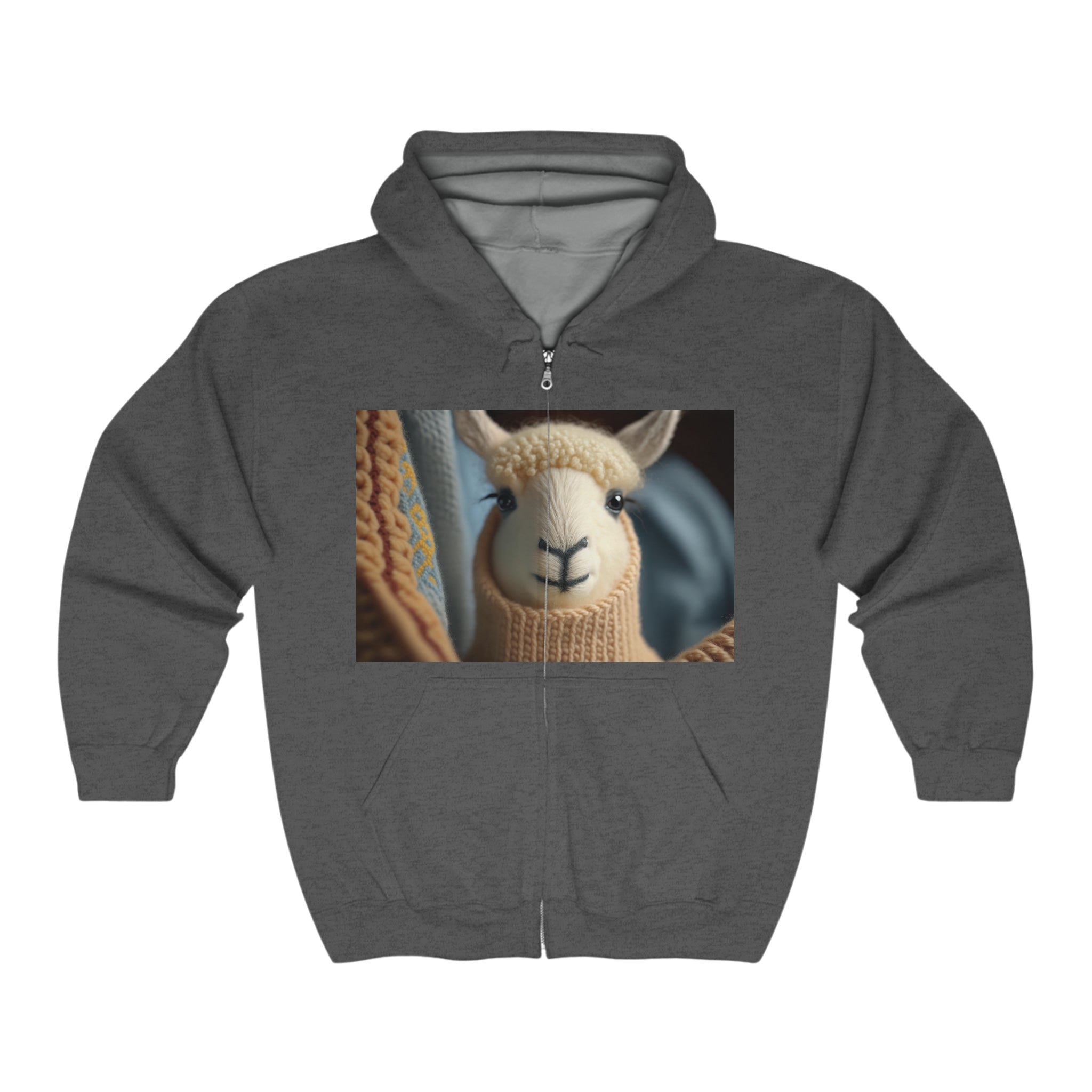 Unisex Heavy Blend™ Full Zip Hooded Sweatshirt - Baby Animals - Llama