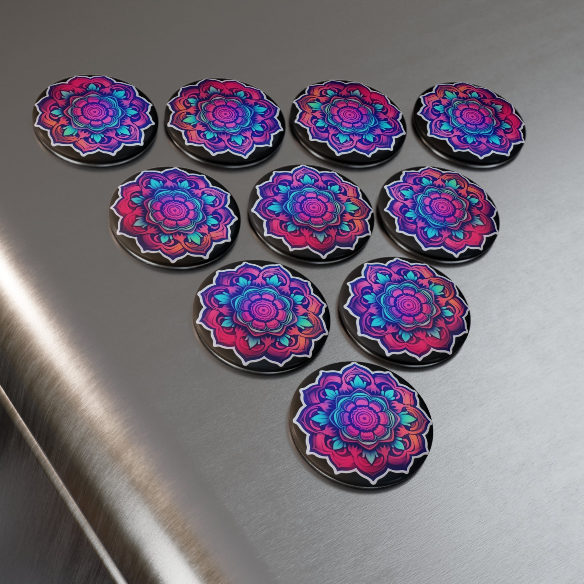 Button Magnet, Round (1 & 10 pcs) - Mandalas 11