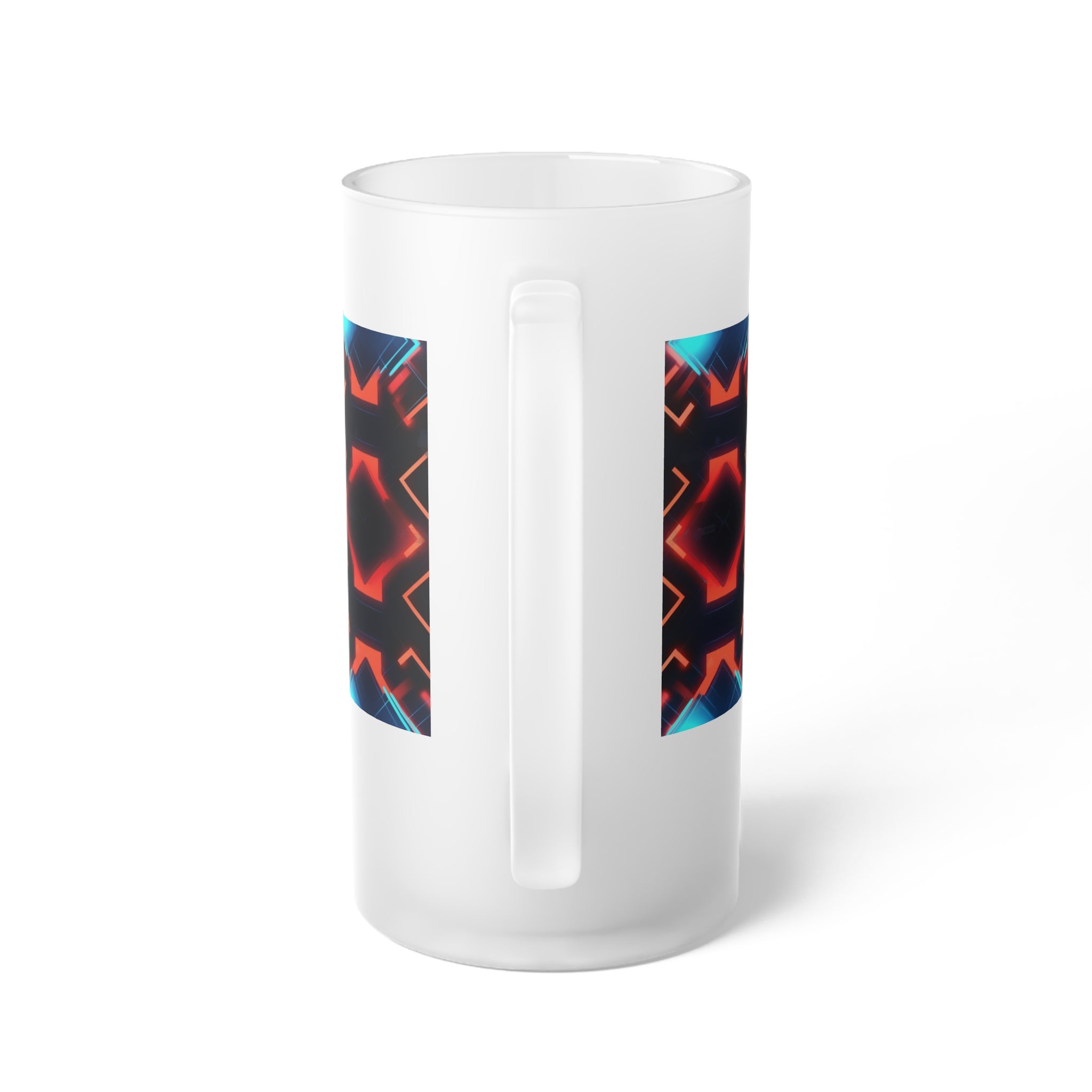 Frosted Glass Beer Mug (AOP) - Seamless Futuristic Designs 07