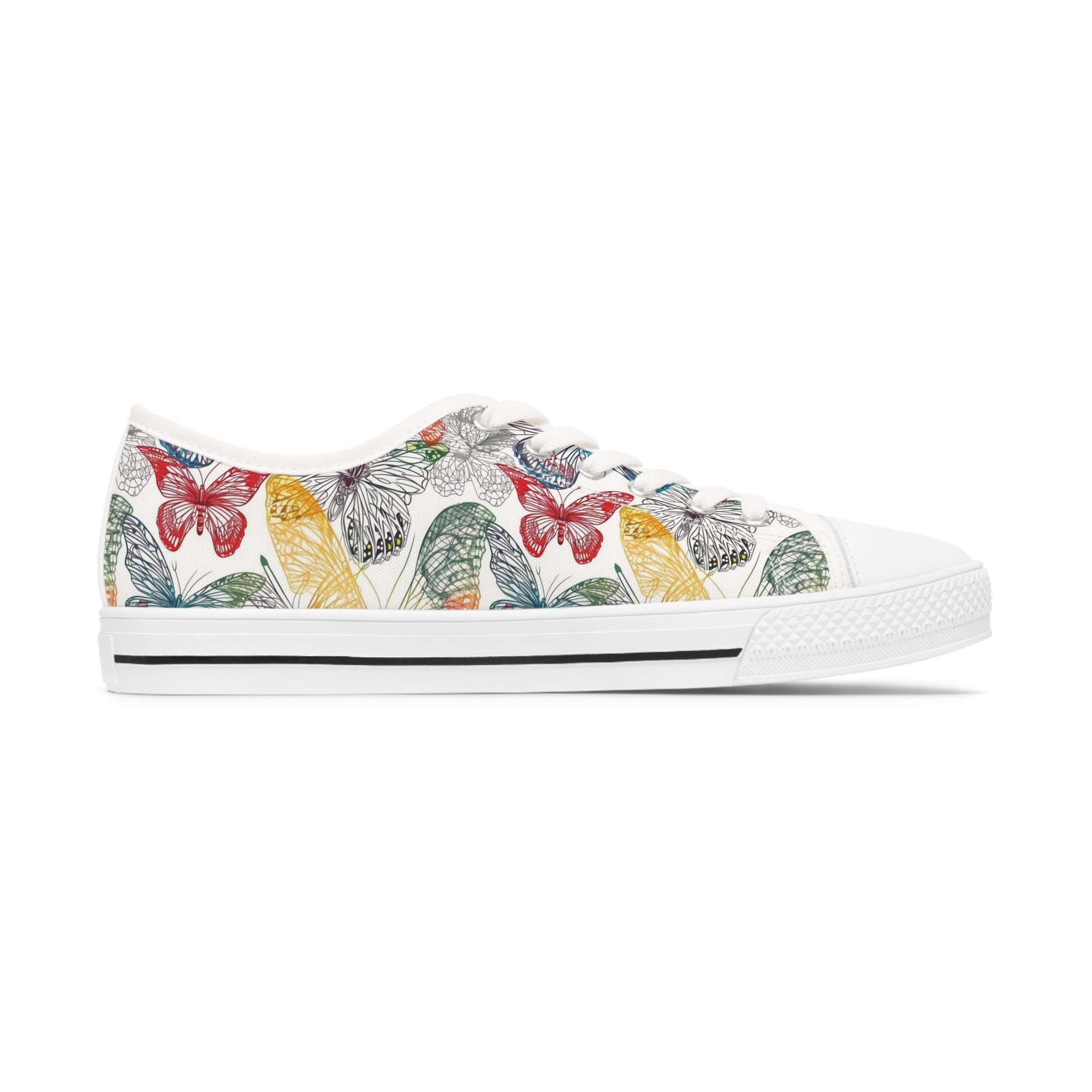 Women's Low Top Sneakers (AOP) - Seamless Butterfly Designs 05