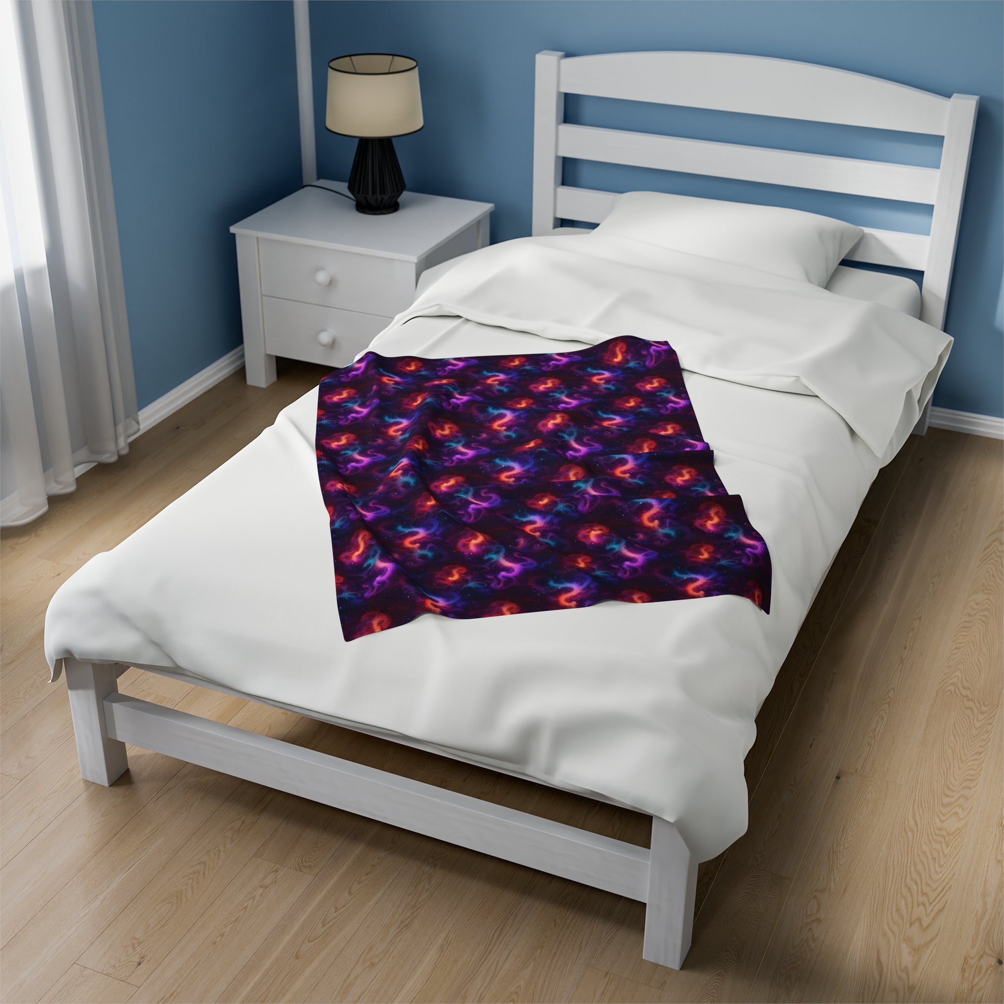 Velveteen Plush Blanket (AOP) - Fantasy Galaxies 04