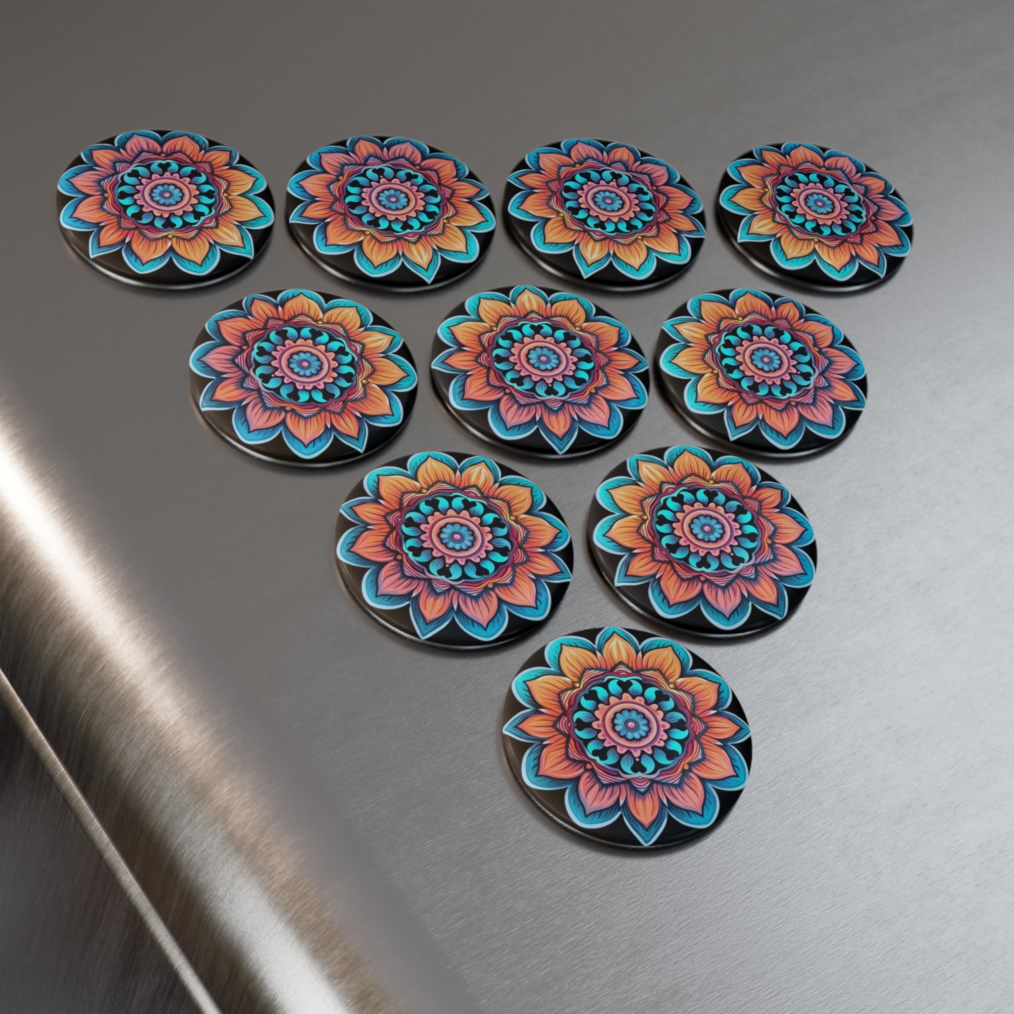 Button Magnet, Round (1 & 10 pcs) - Mandalas 03