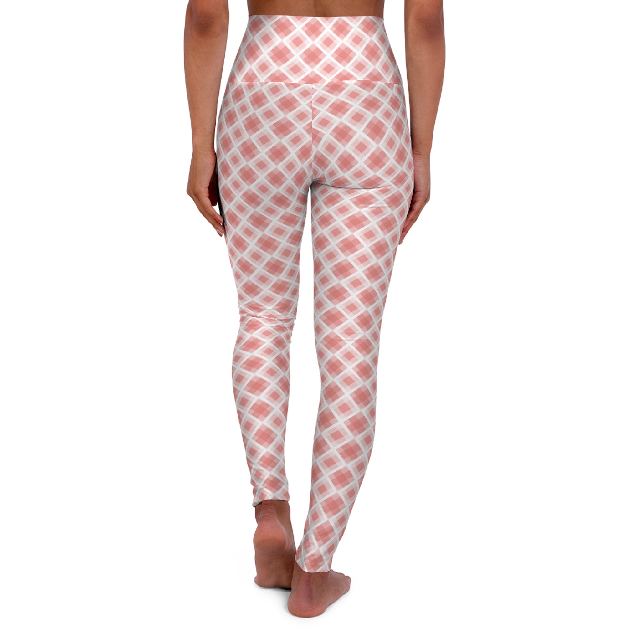 High Waisted Yoga Leggings (AOP) - Seamless Checkered Designs 09