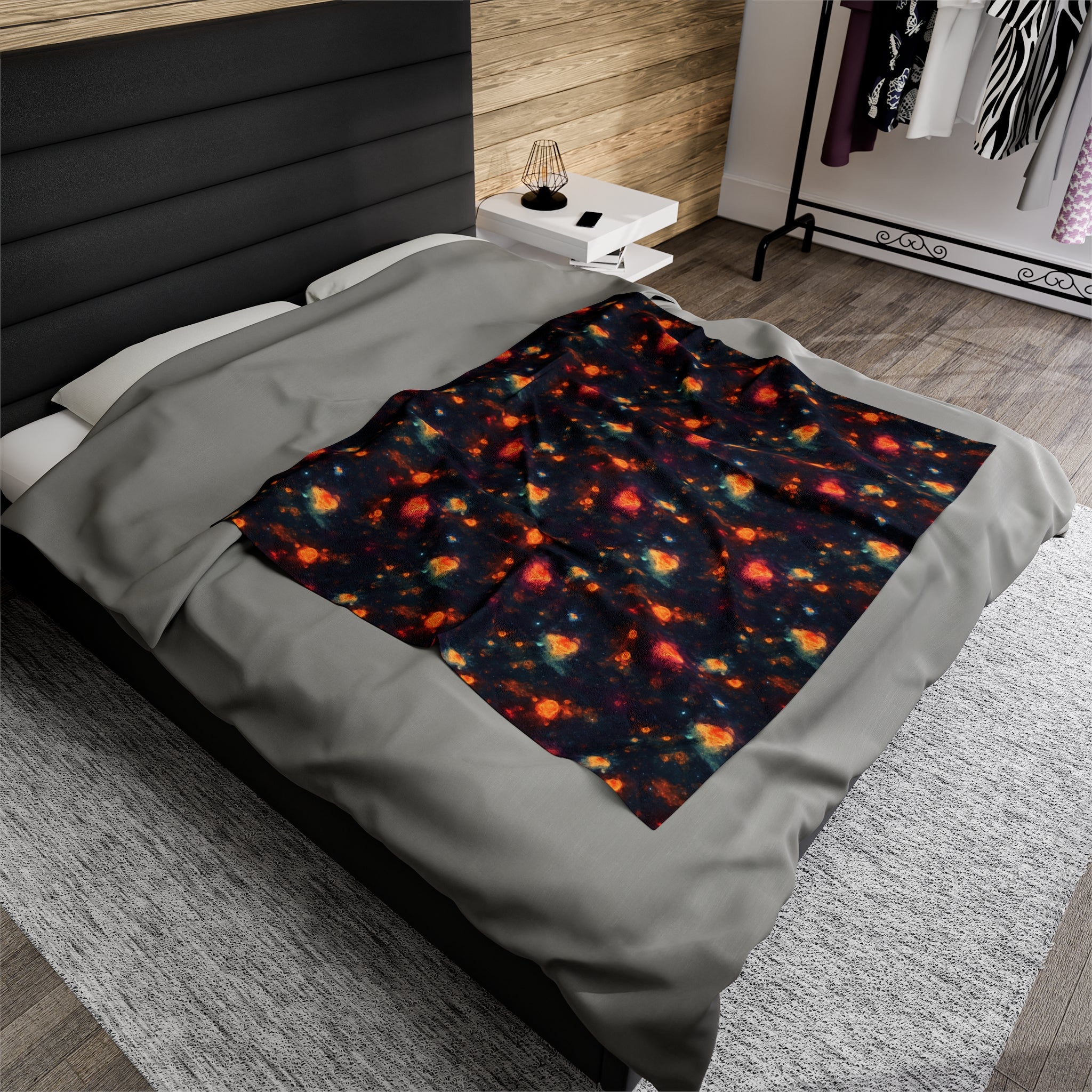 Velveteen Plush Blanket (AOP) - Fantasy Galaxies 07