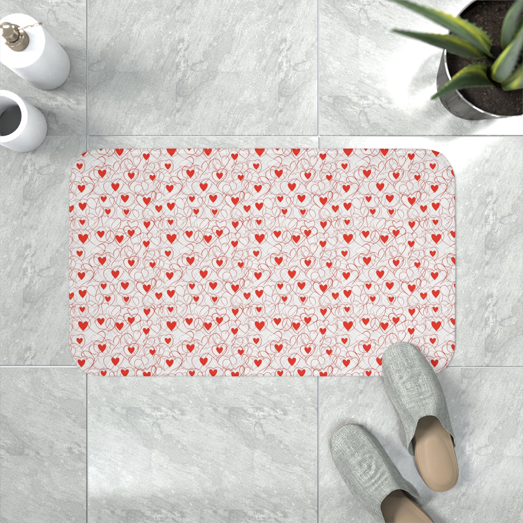 Memory Foam Bath Mat (AOP) - Seamless Hearts Designs