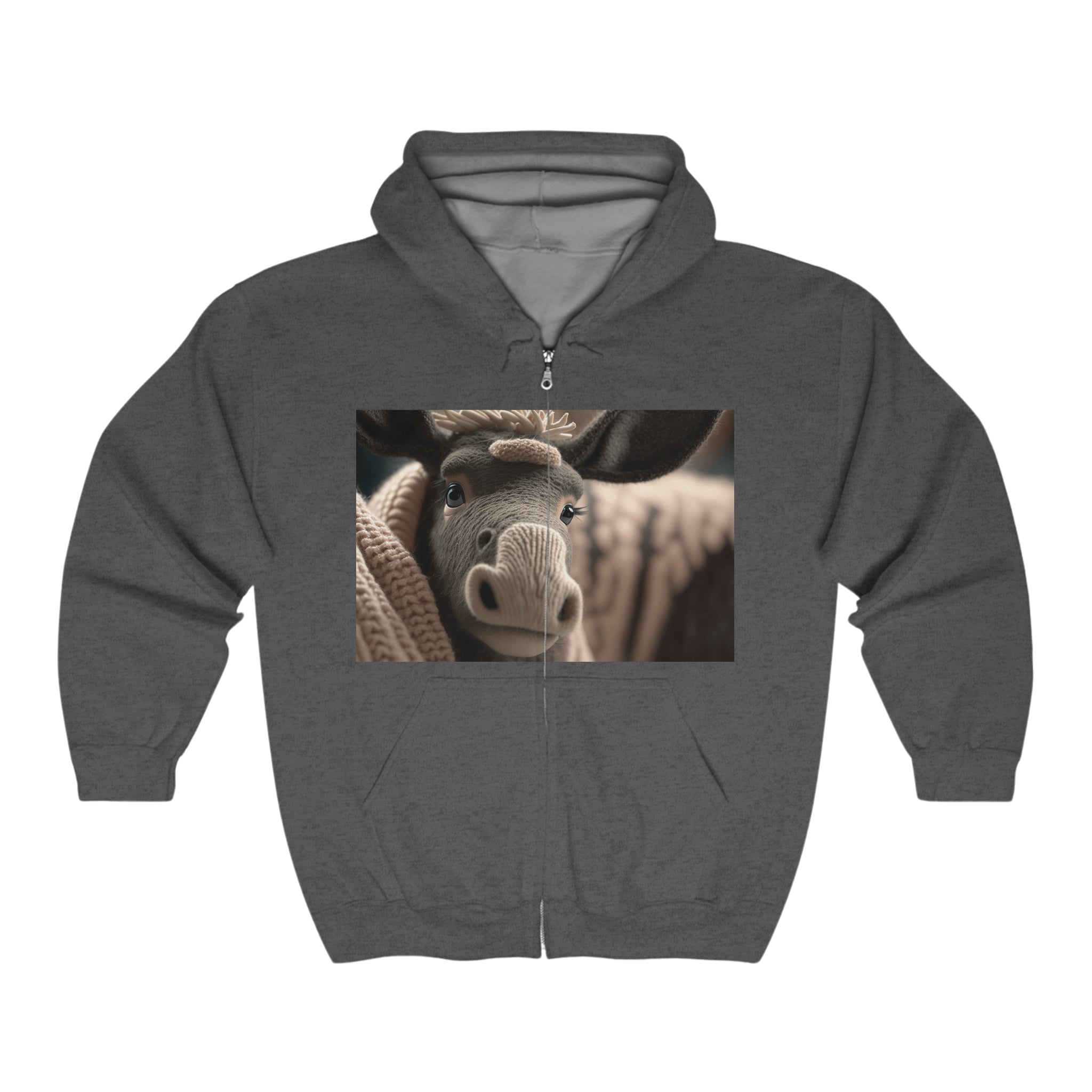 Unisex Heavy Blend™ Full Zip Hooded Sweatshirt - Baby Animals - Moose