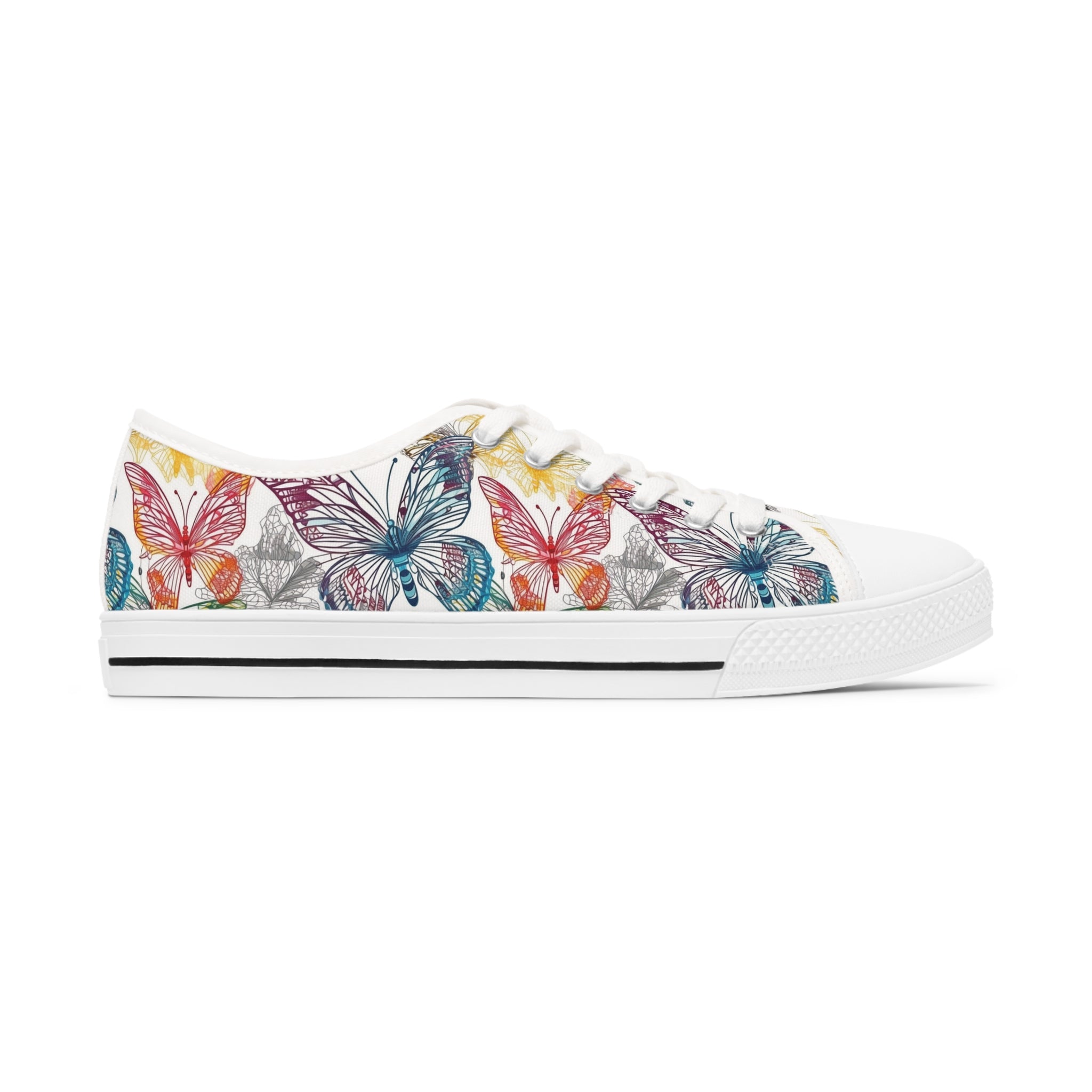 Women's Low Top Sneakers (AOP) - Seamless Butterfly Designs 05