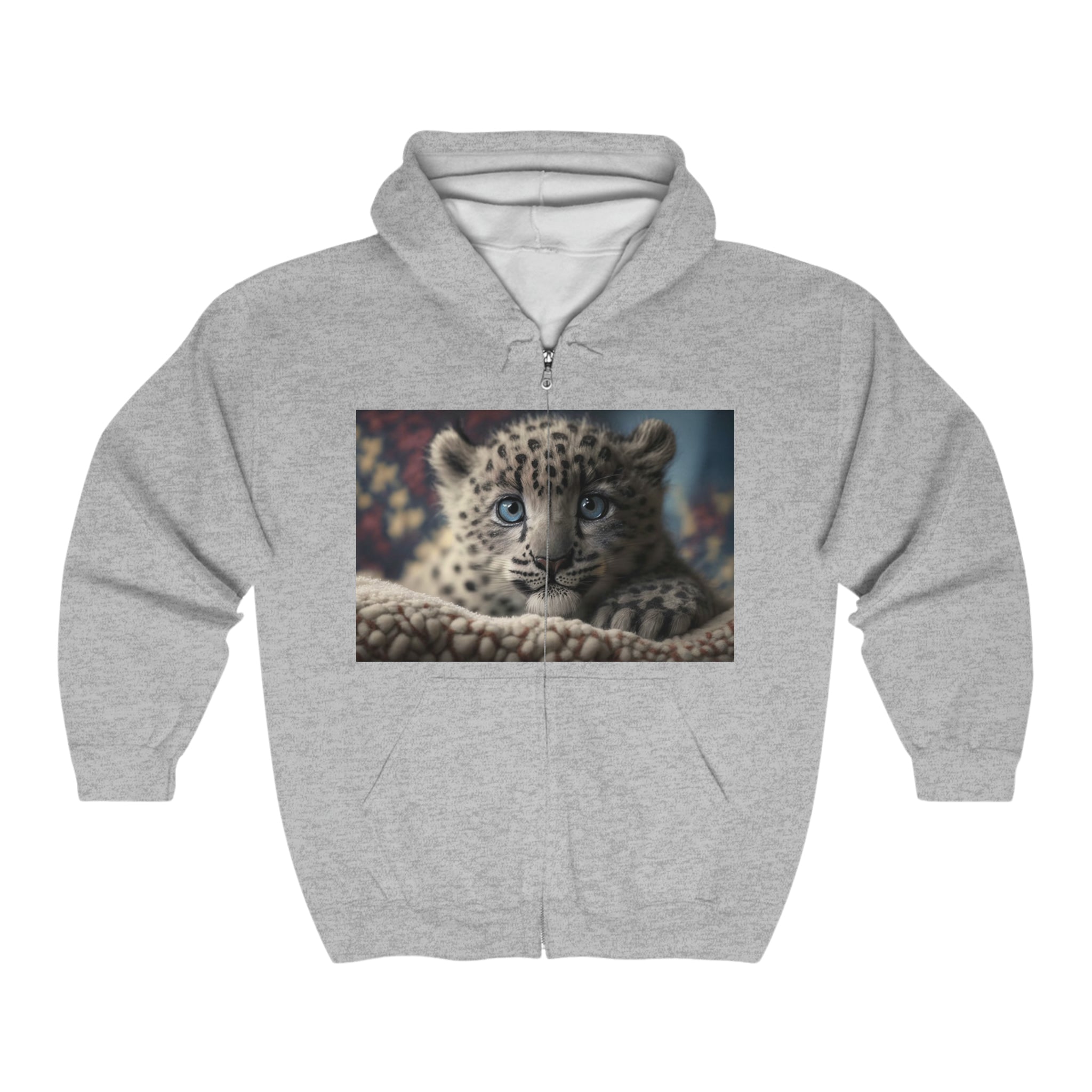 Unisex Heavy Blend™ Full Zip Hooded Sweatshirt - Baby Animals - Snow Leopard