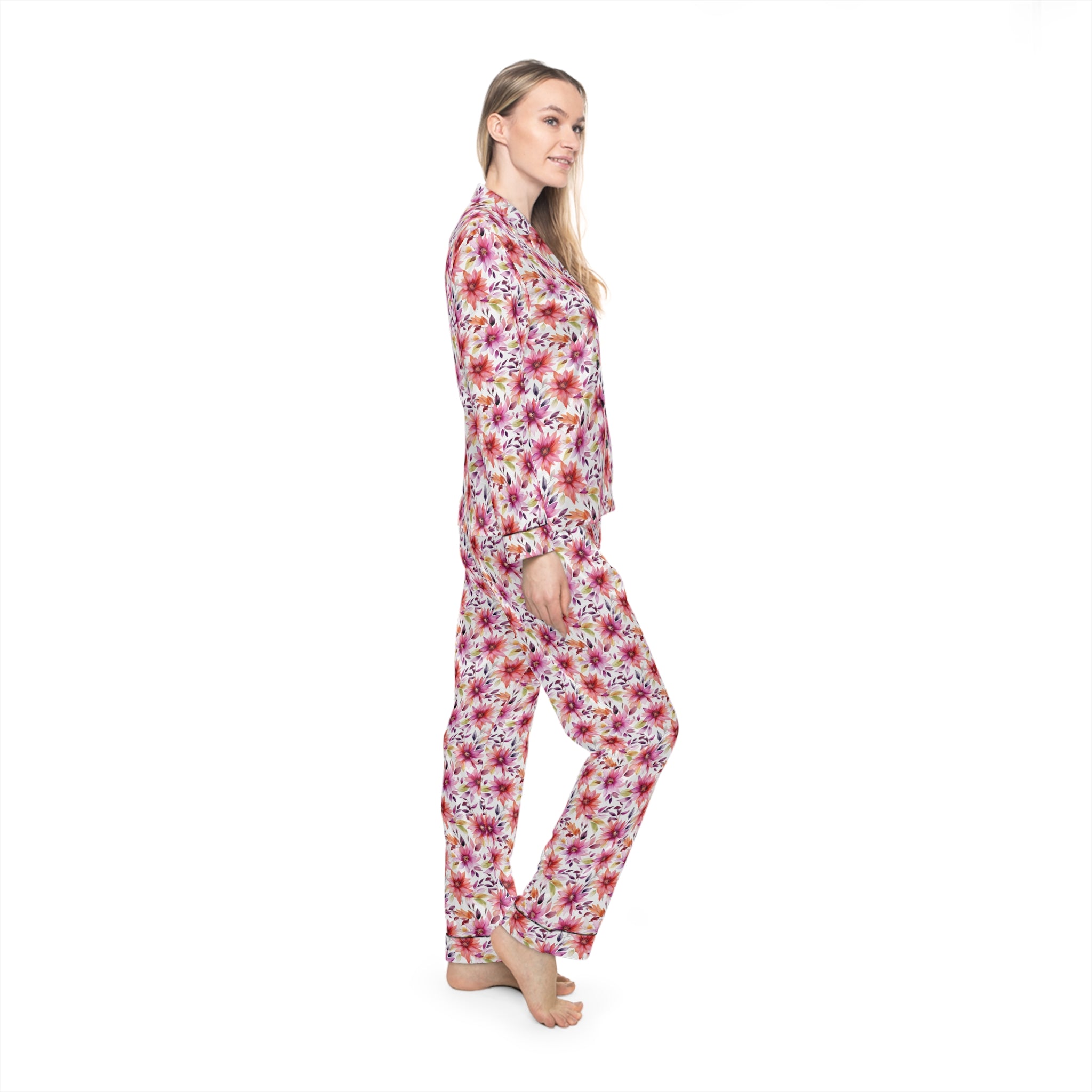 Women's Satin Pajamas (AOP) - Floral Prints 01