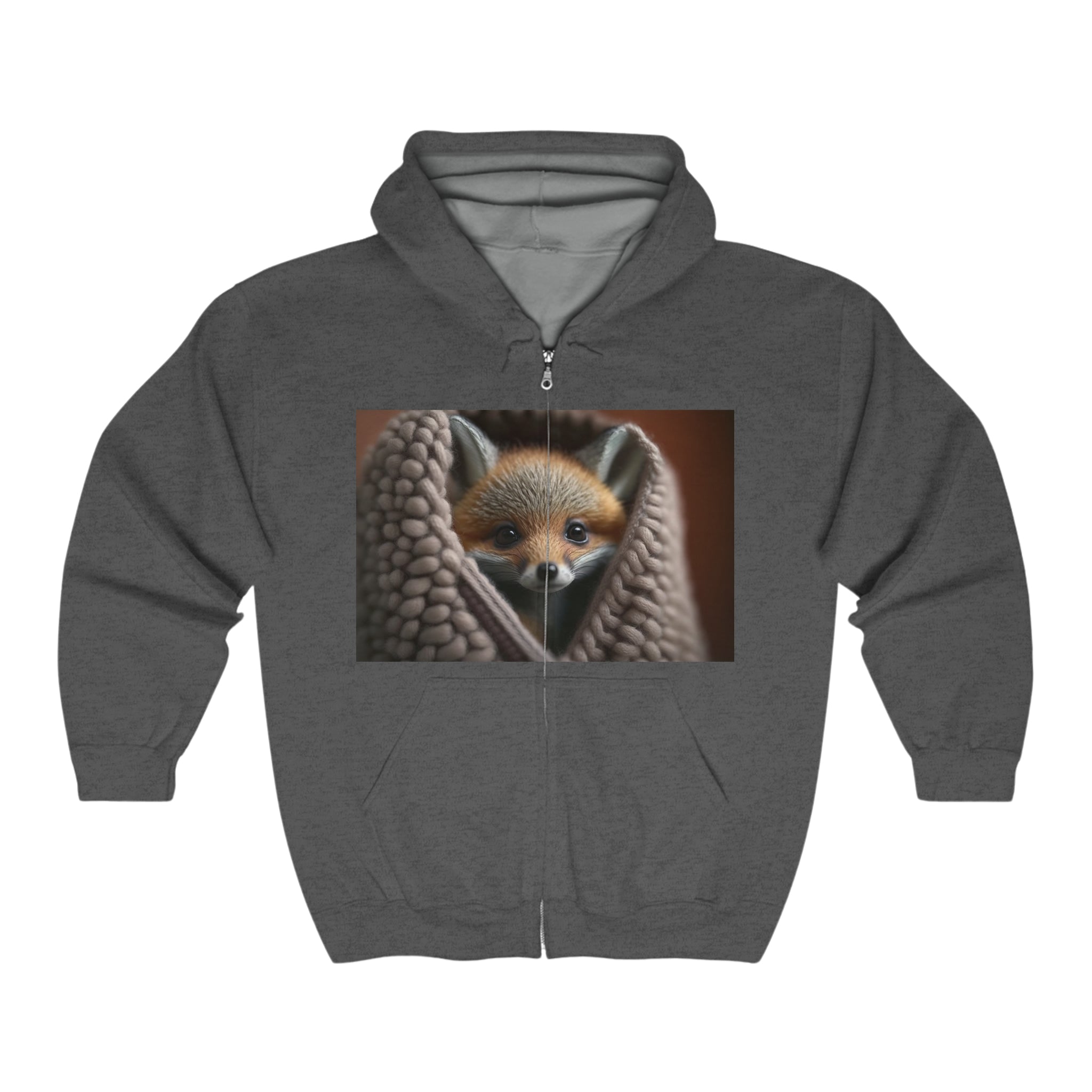 Unisex Heavy Blend™ Full Zip Hooded Sweatshirt - Baby Animals - Fox