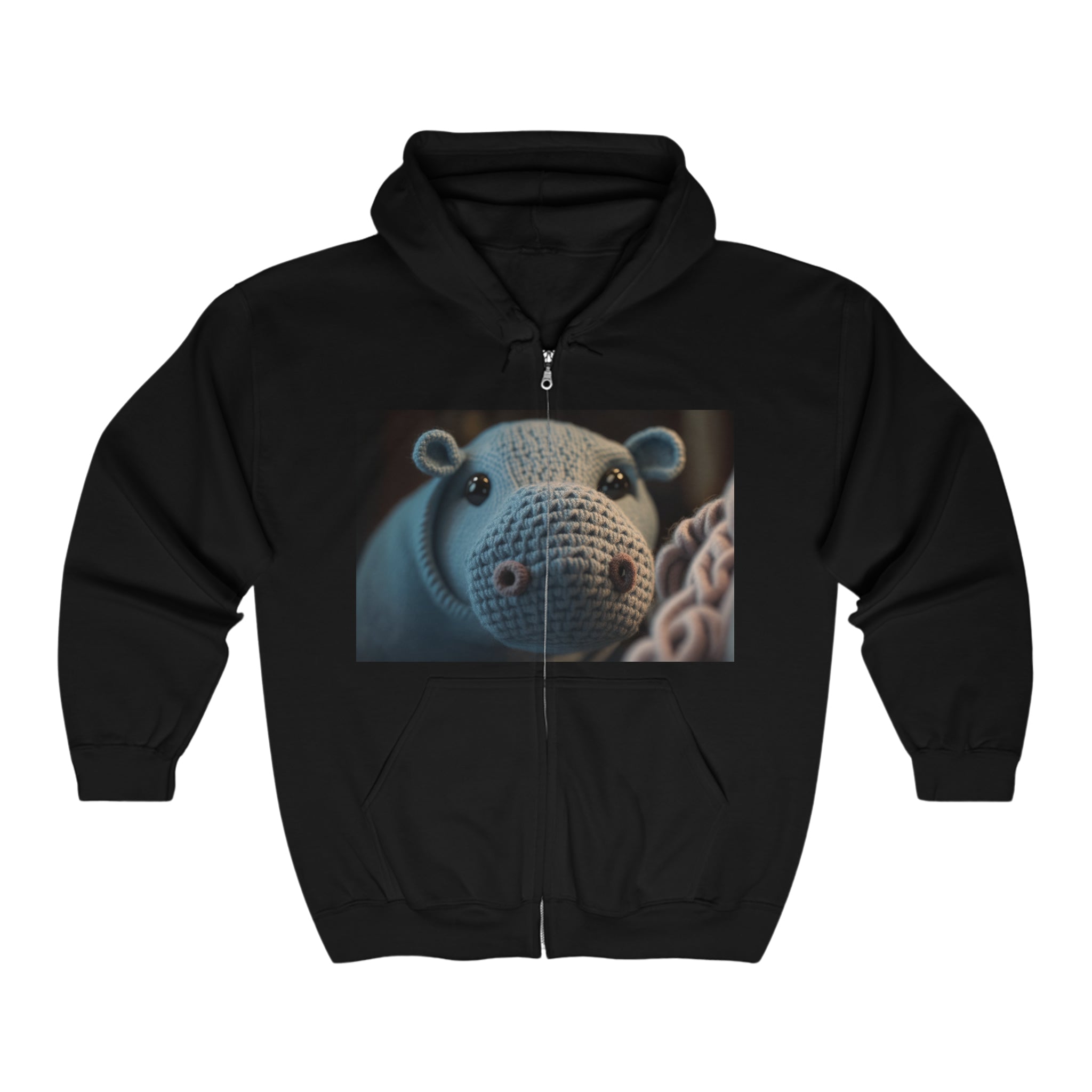 Unisex Heavy Blend™ Full Zip Hooded Sweatshirt - Baby Animals - Hippopotamus