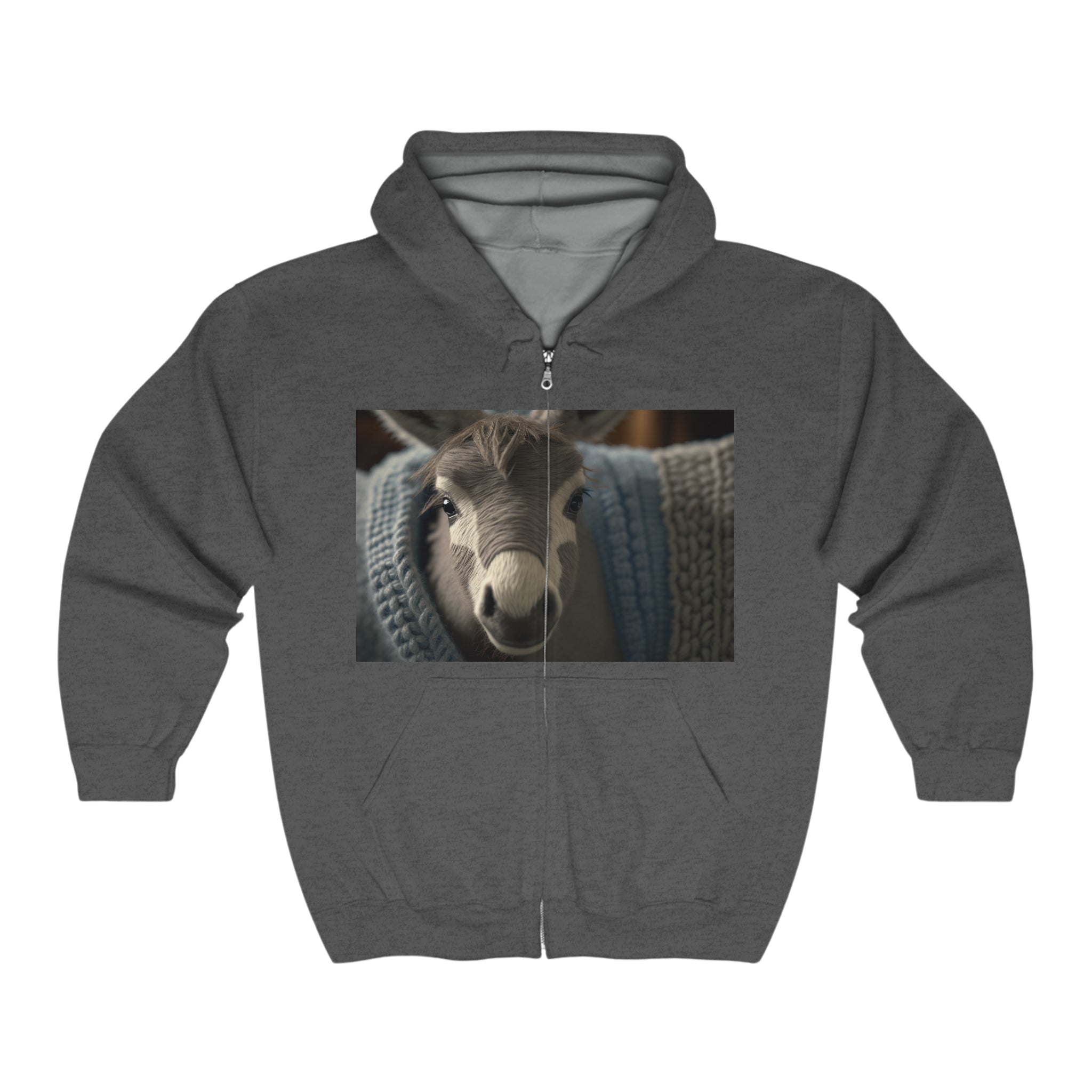 Unisex Heavy Blend™ Full Zip Hooded Sweatshirt - Baby Animals - Donkey