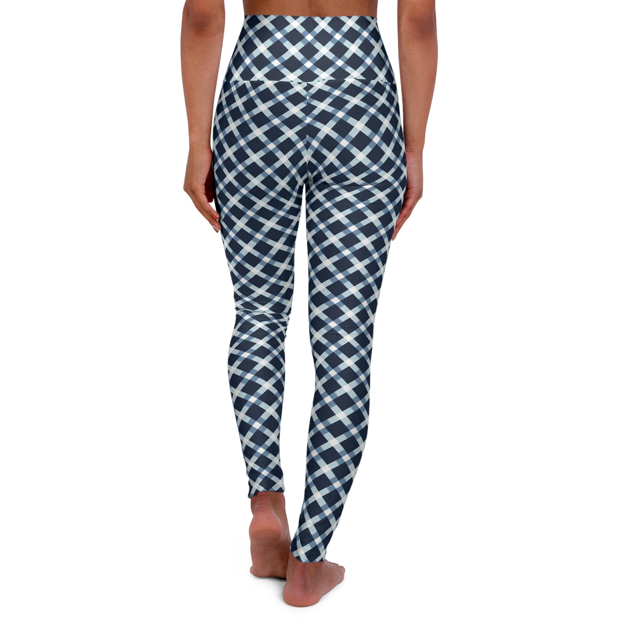 High Waisted Yoga Leggings (AOP) - Seamless Checkered Designs 02