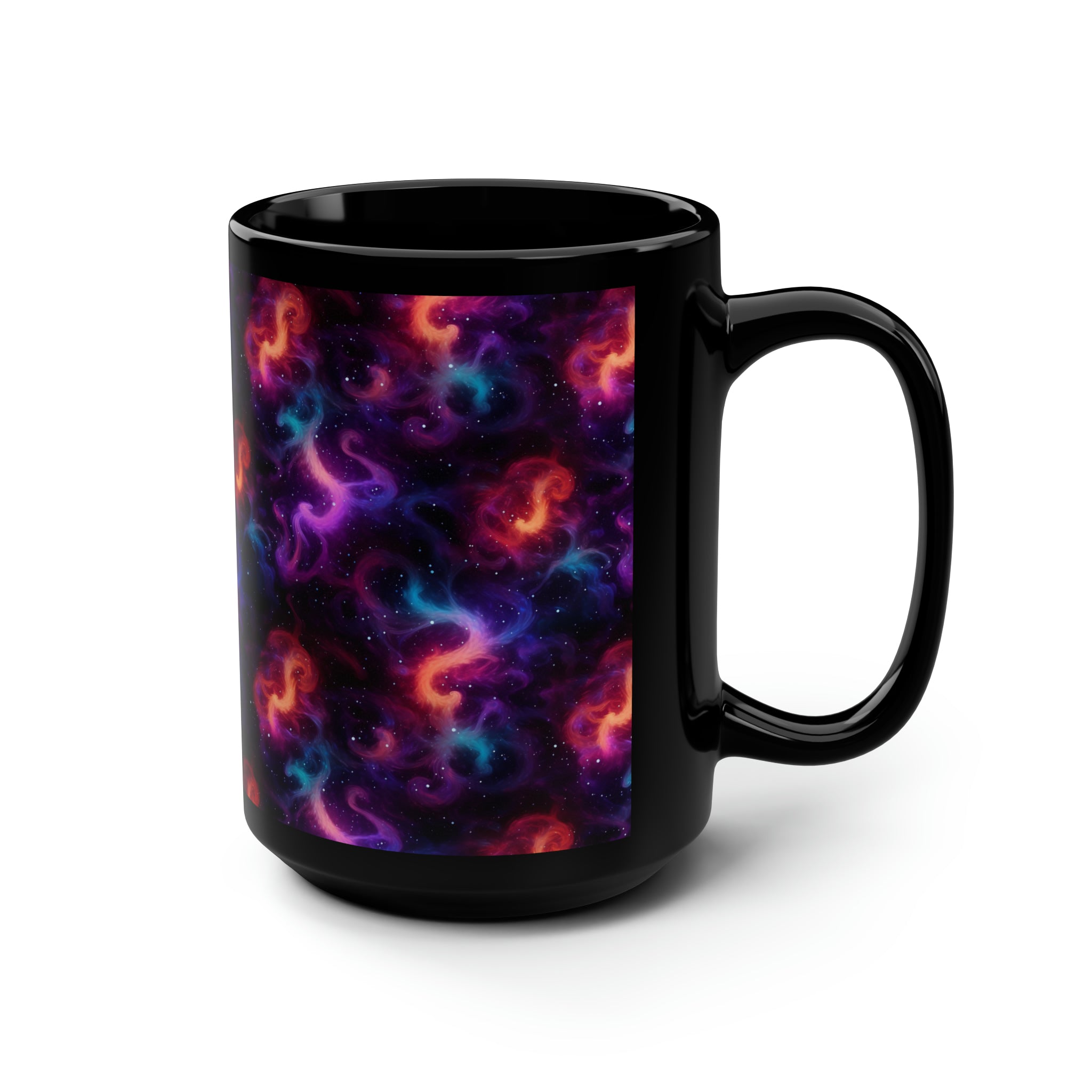 Black Mug, 15oz (AOP) - Fantasy Galaxies 04