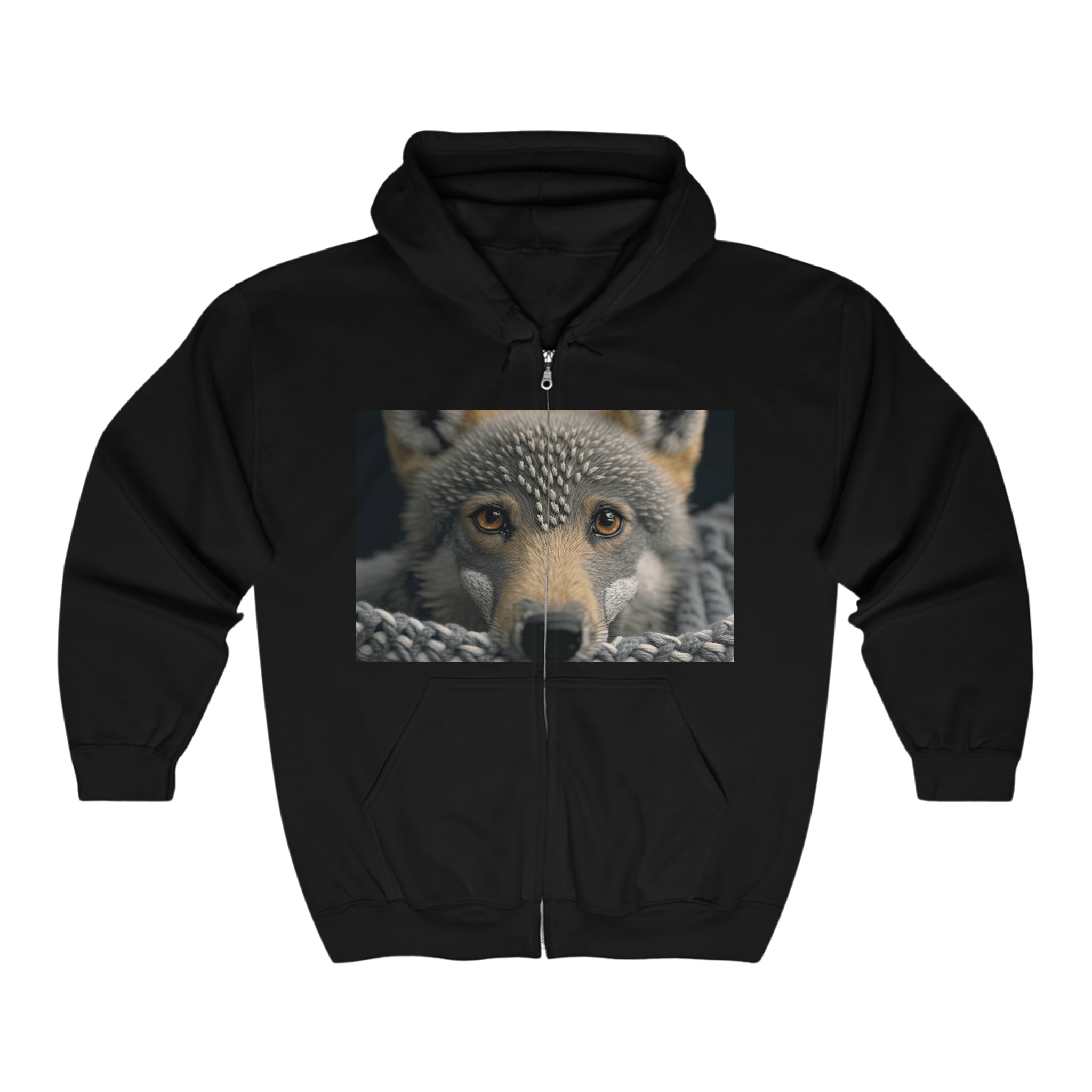 Unisex Heavy Blend™ Full Zip Hooded Sweatshirt - Baby Animals - Wolf