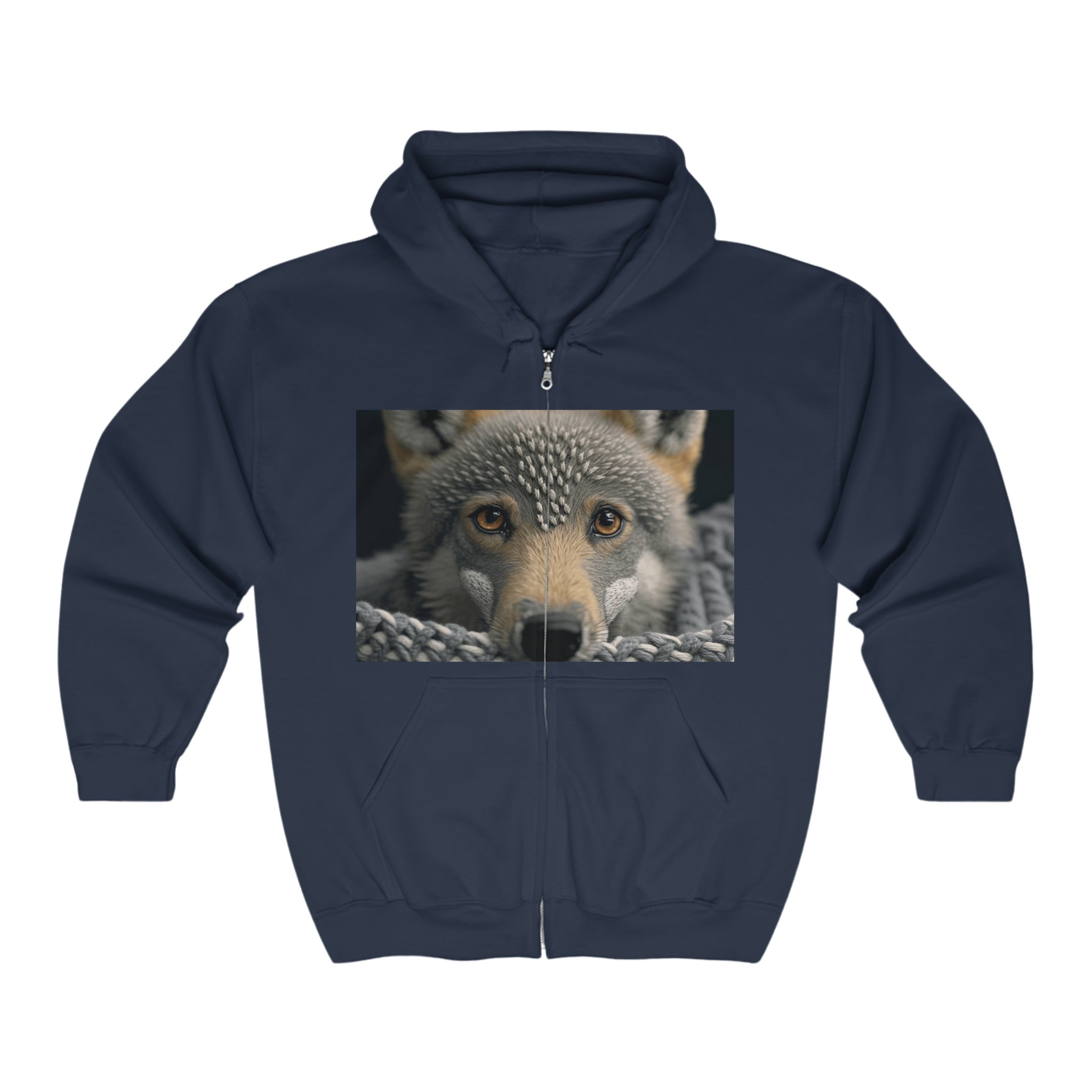 Unisex Heavy Blend™ Full Zip Hooded Sweatshirt - Baby Animals - Wolf