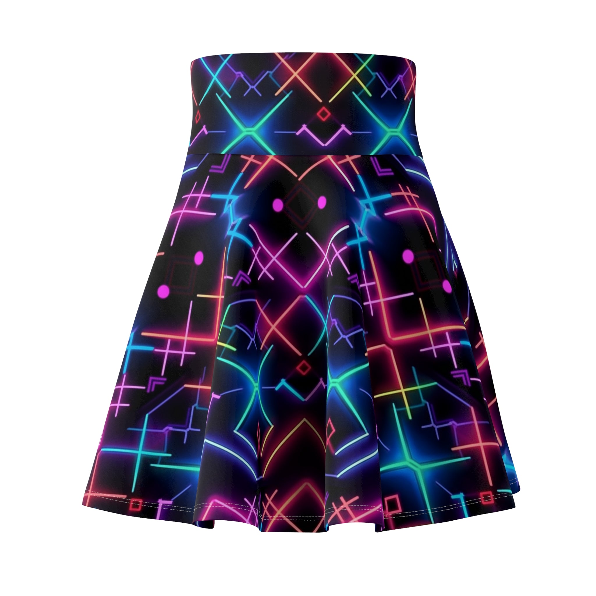 Women's Skater Skirt (AOP) - Seamless Neon Designs