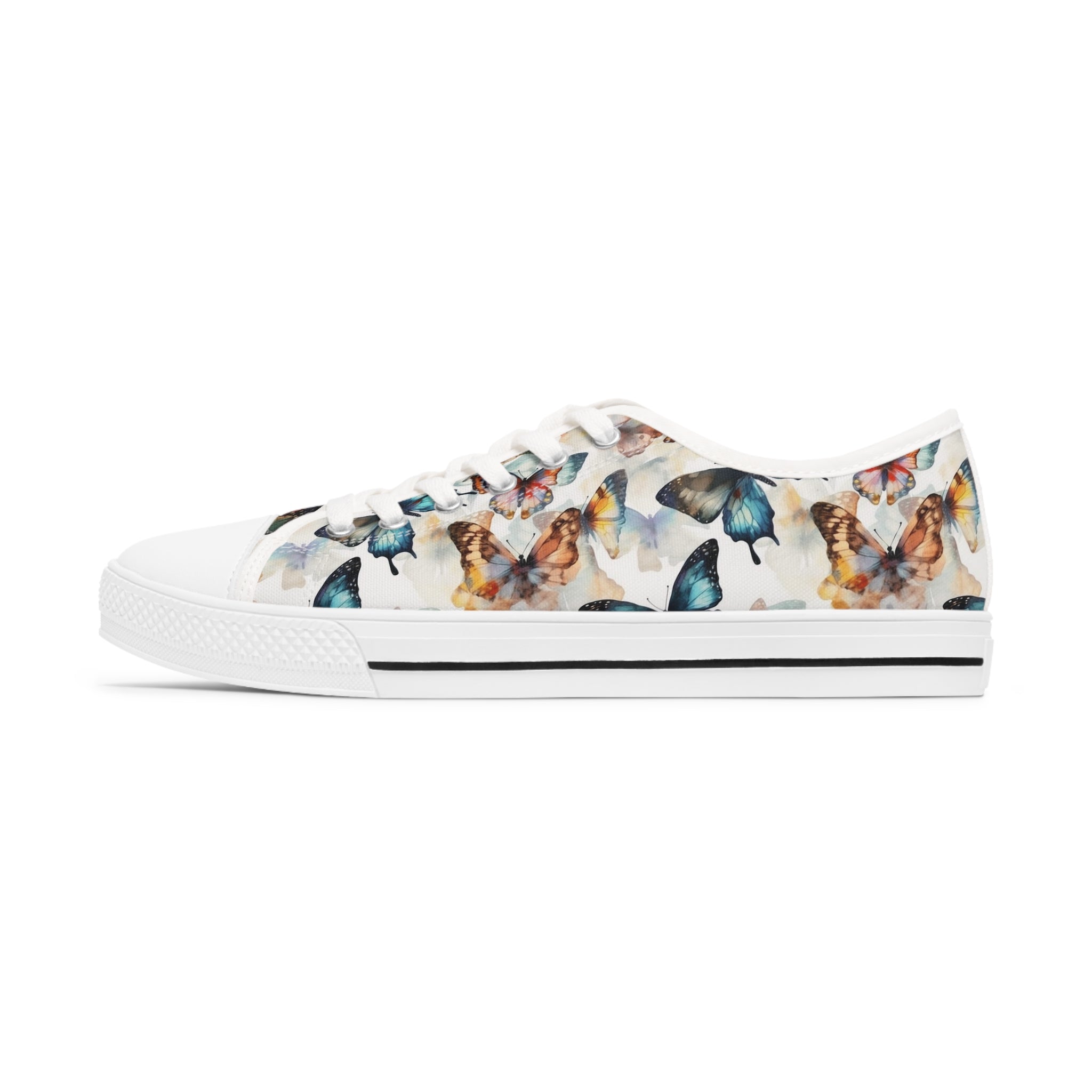 Women's Low Top Sneakers (AOP) - Seamless Butterfly Designs 03