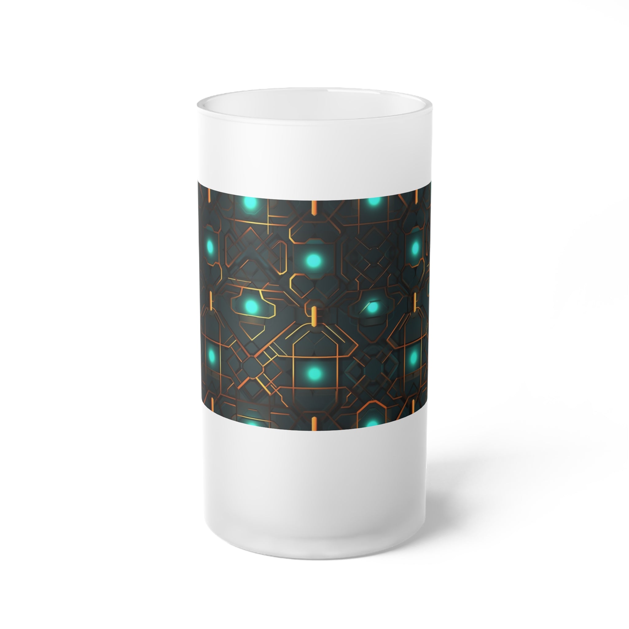 Frosted Glass Beer Mug (AOP) - Seamless Futuristic Designs 09