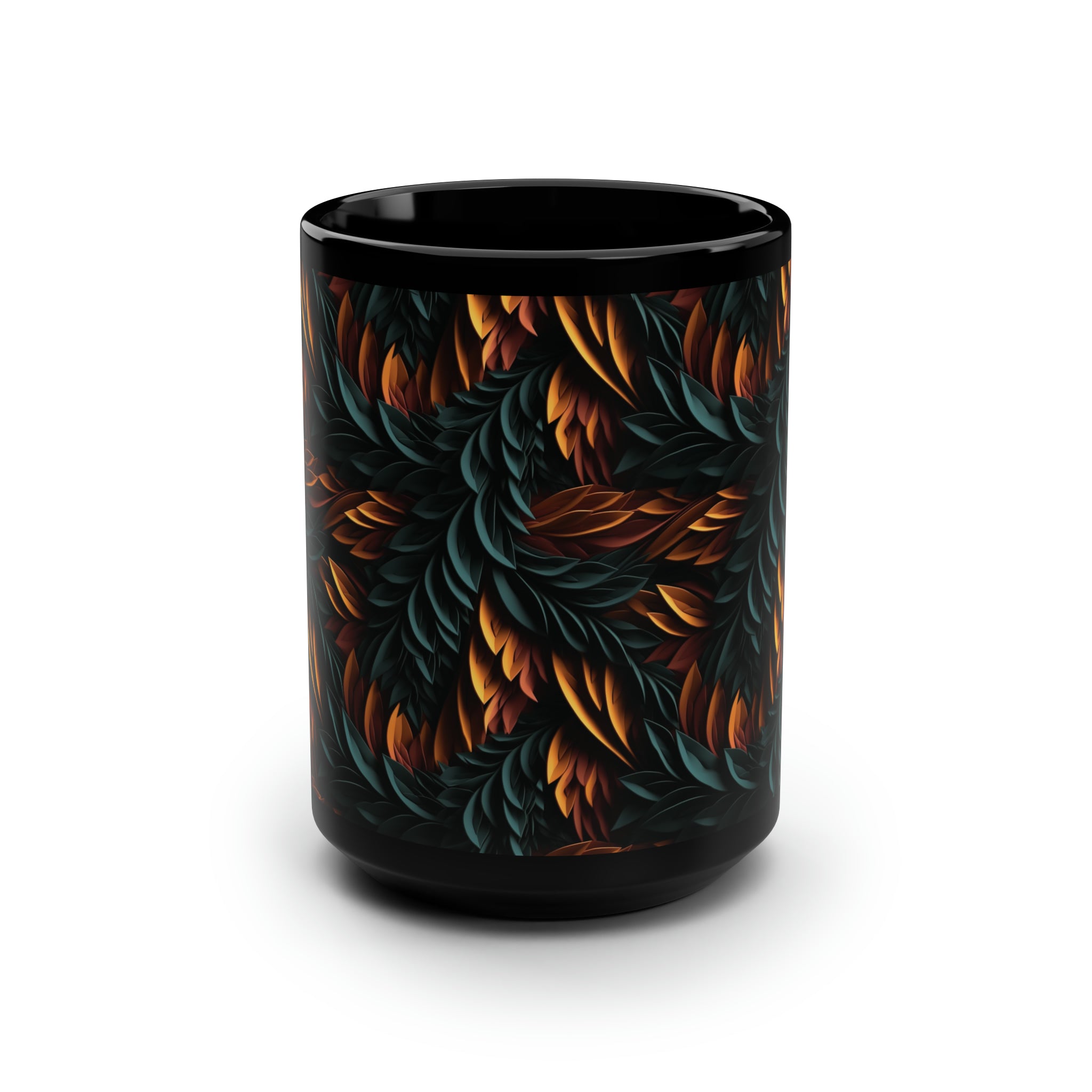 Black Mug, 15oz (AOP) - 3D Art Designs 02