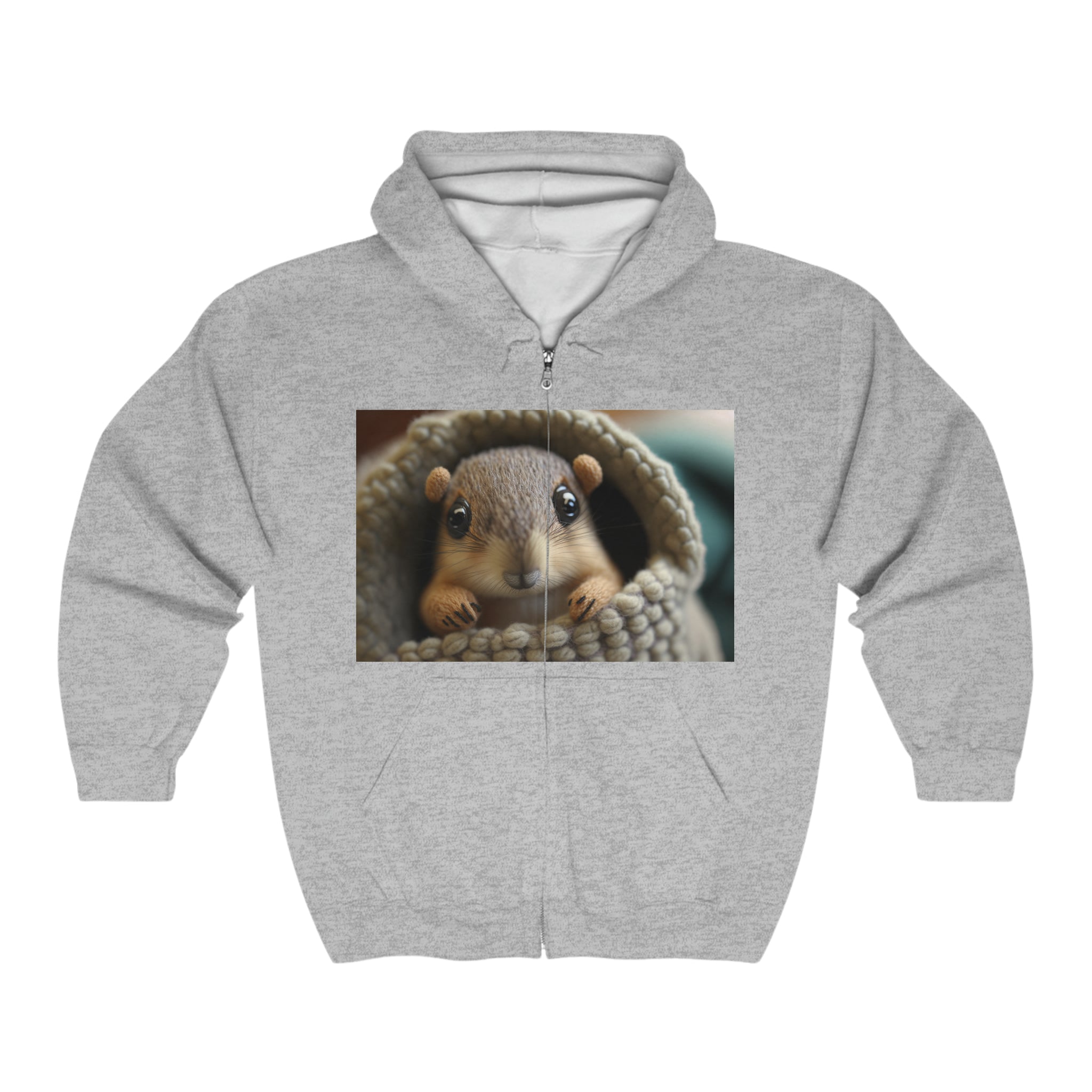 Unisex Heavy Blend™ Full Zip Hooded Sweatshirt - Baby Animals - Squirrel