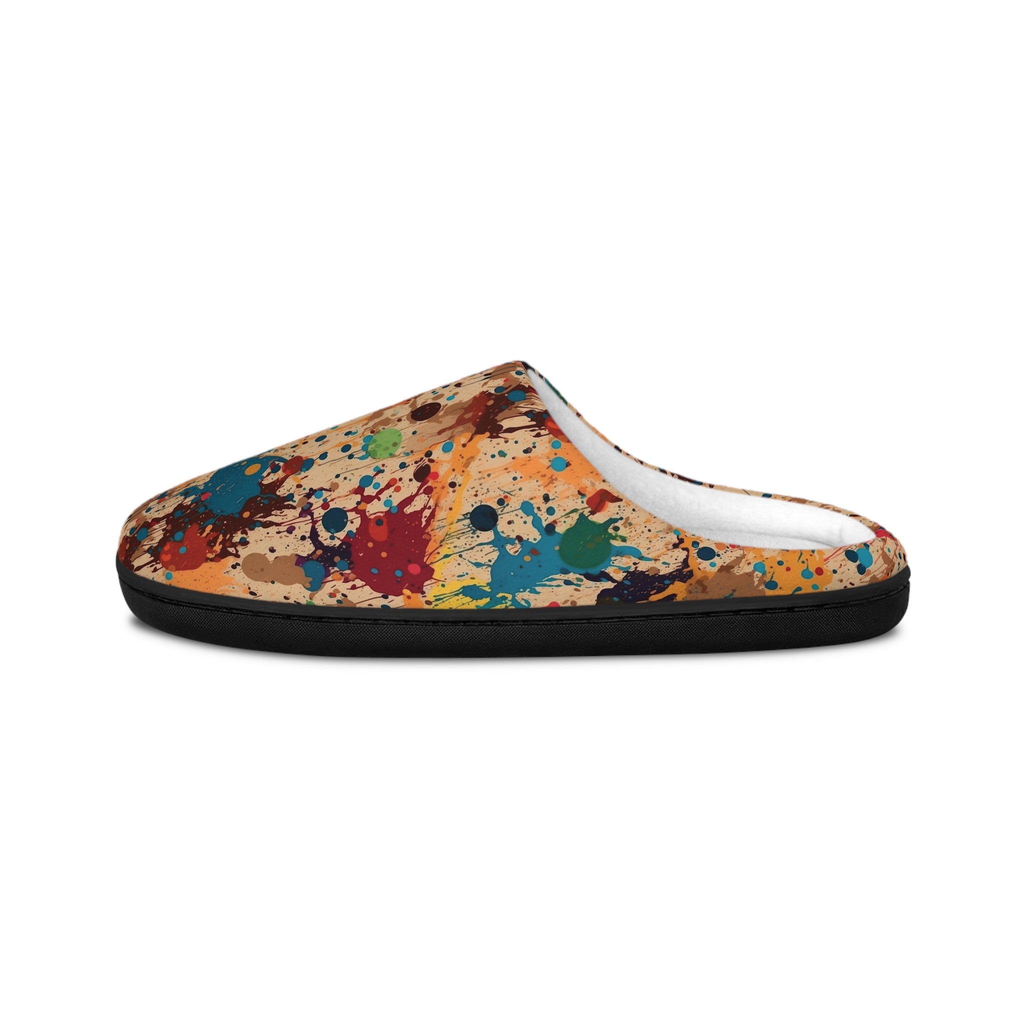 Men's Indoor Slippers (AOP) - Seamless Color Splatter Design 01