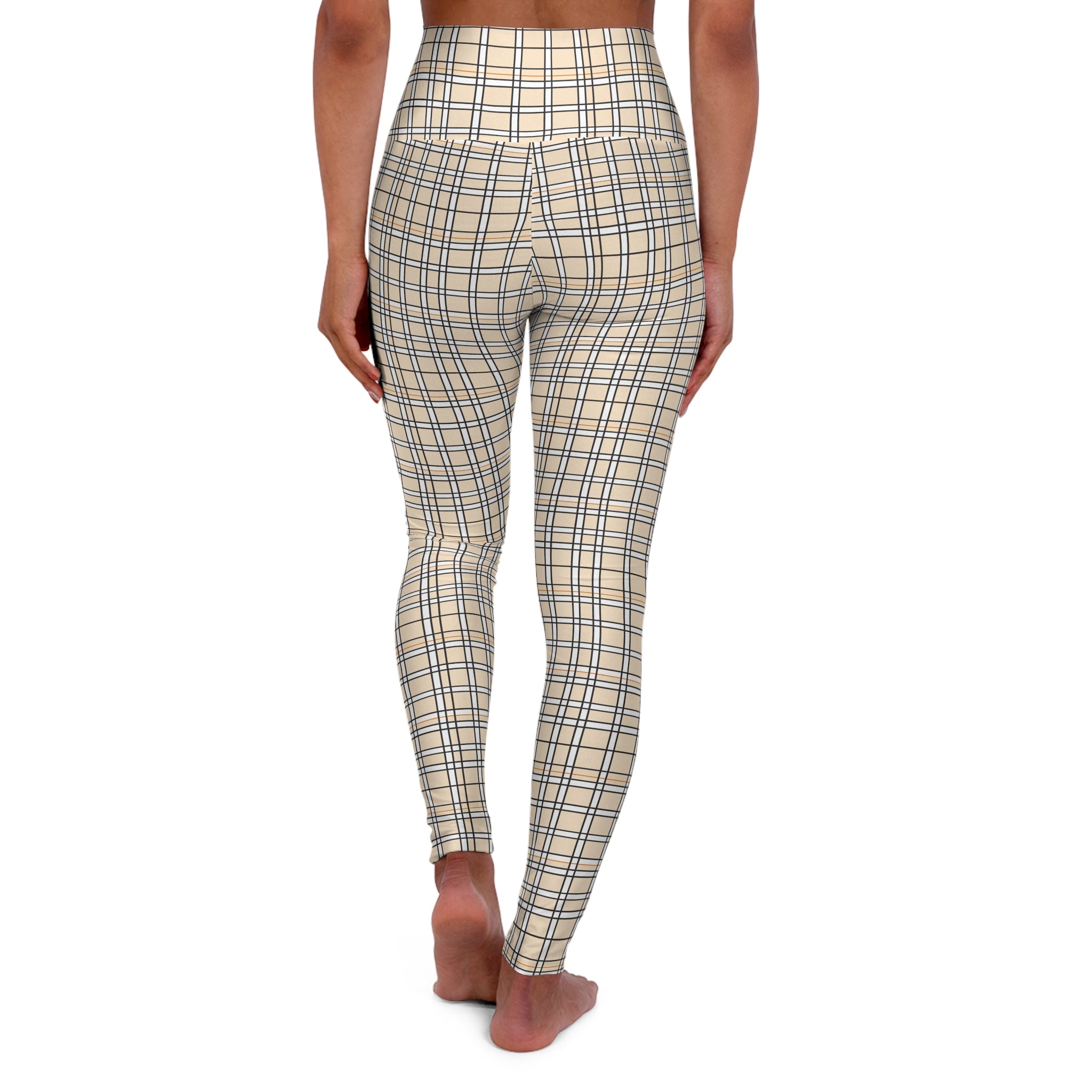 High Waisted Yoga Leggings (AOP) - Seamless Checkered Designs 04