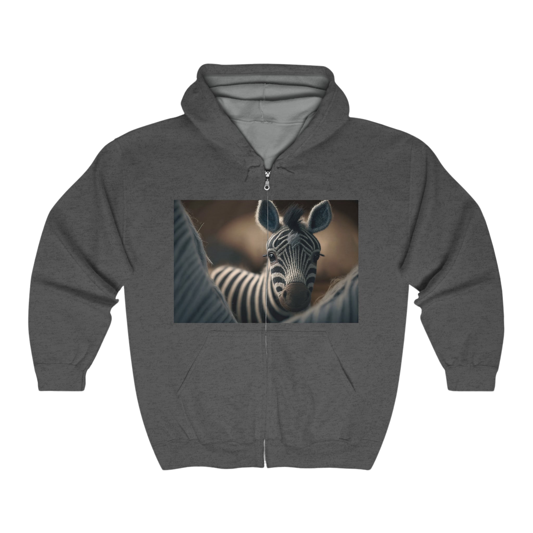 Unisex Heavy Blend™ Full Zip Hooded Sweatshirt - Baby Animals - Zebra