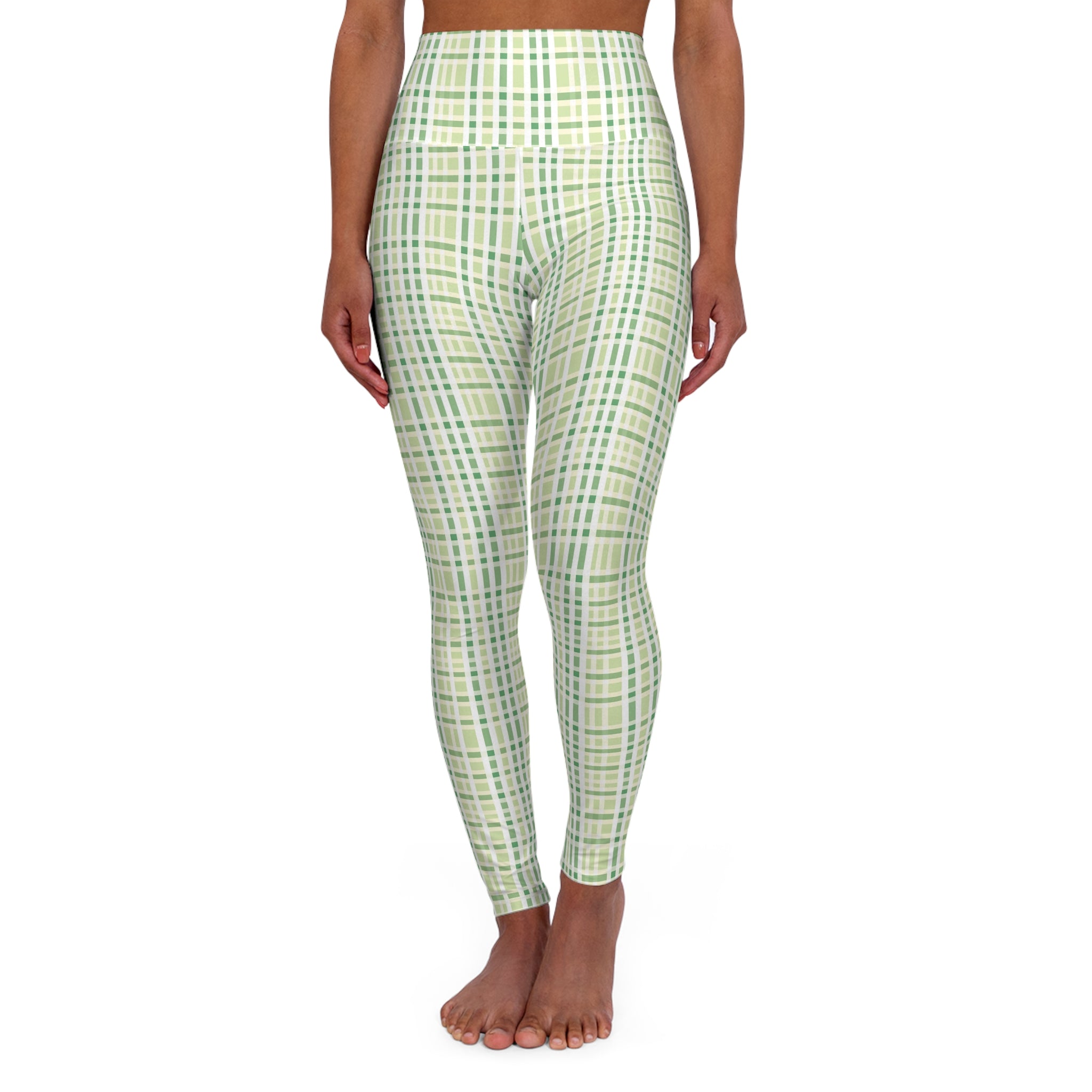 High Waisted Yoga Leggings (AOP) - Seamless Checkered Designs 07