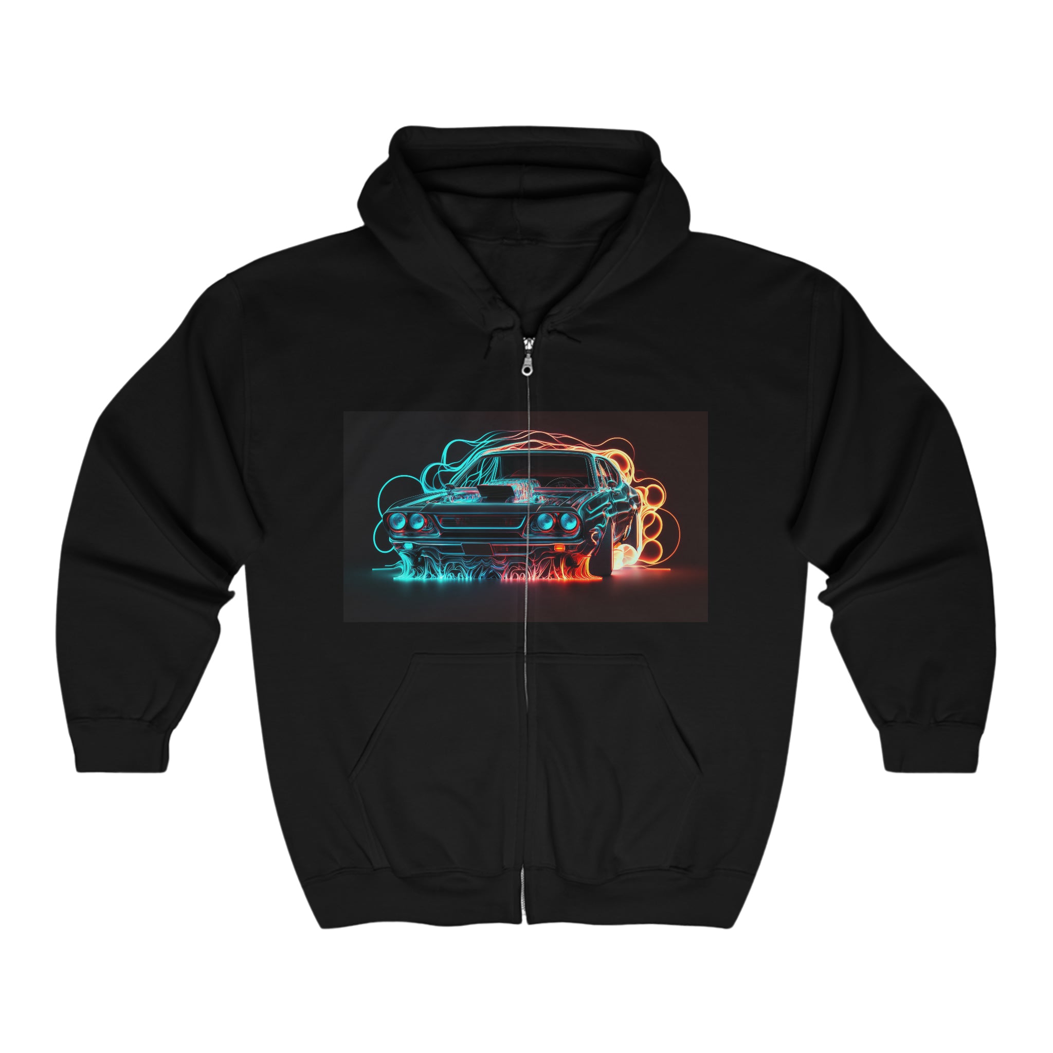 Unisex Heavy Blend™ Full Zip Hooded Sweatshirt - Neon Car 05