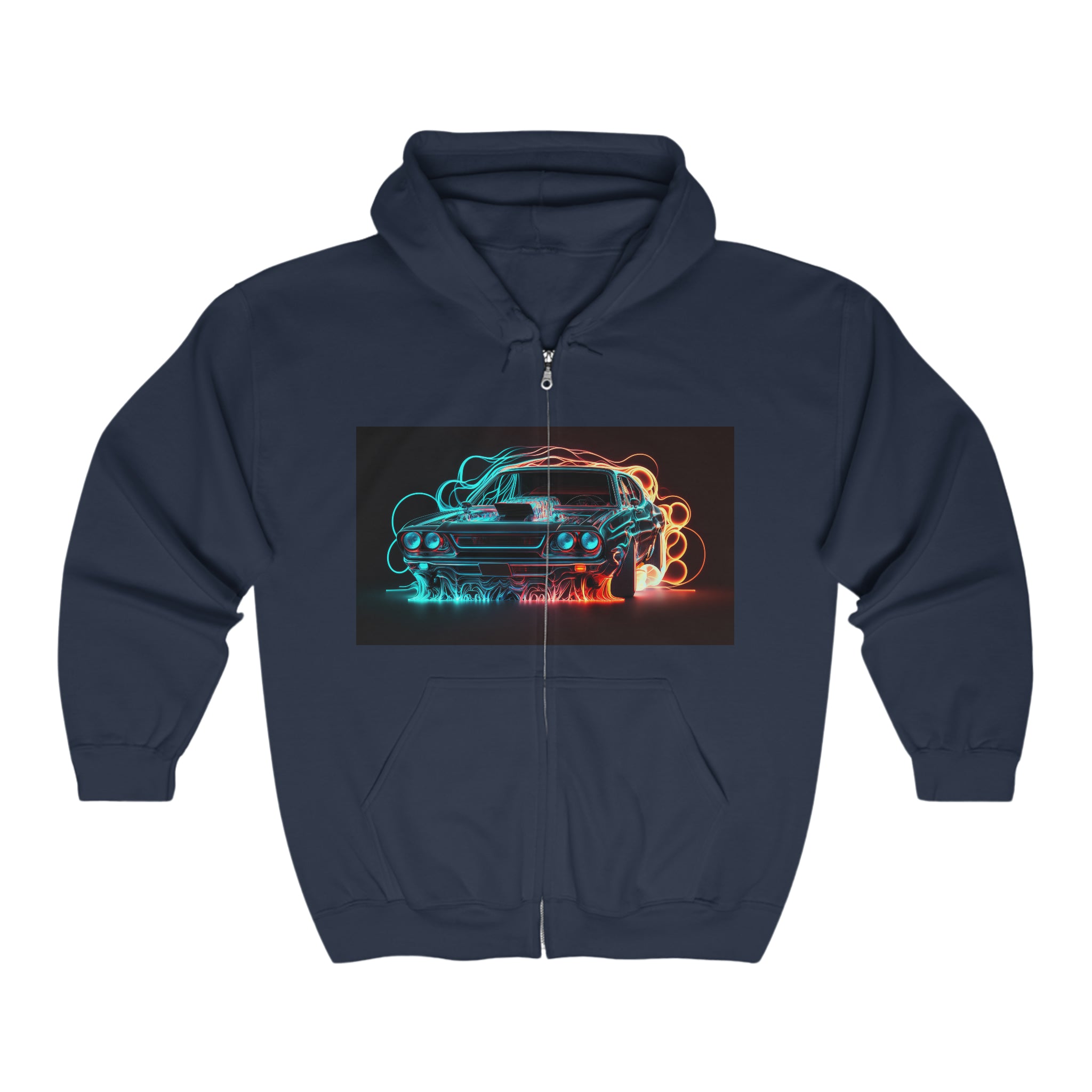 Unisex Heavy Blend™ Full Zip Hooded Sweatshirt - Neon Car 05