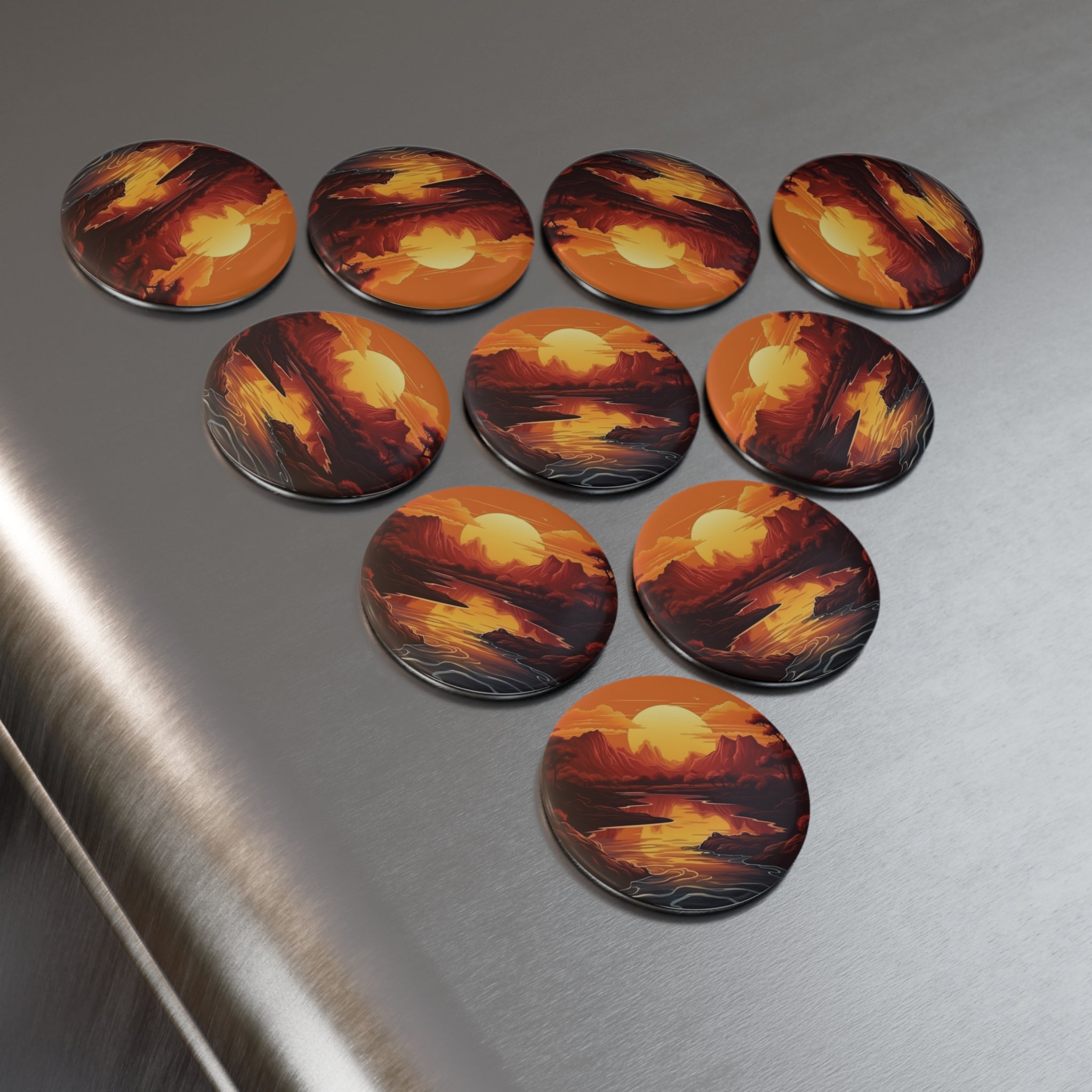 Button Magnet, Round (1 & 10 pcs) - Sunsets 02