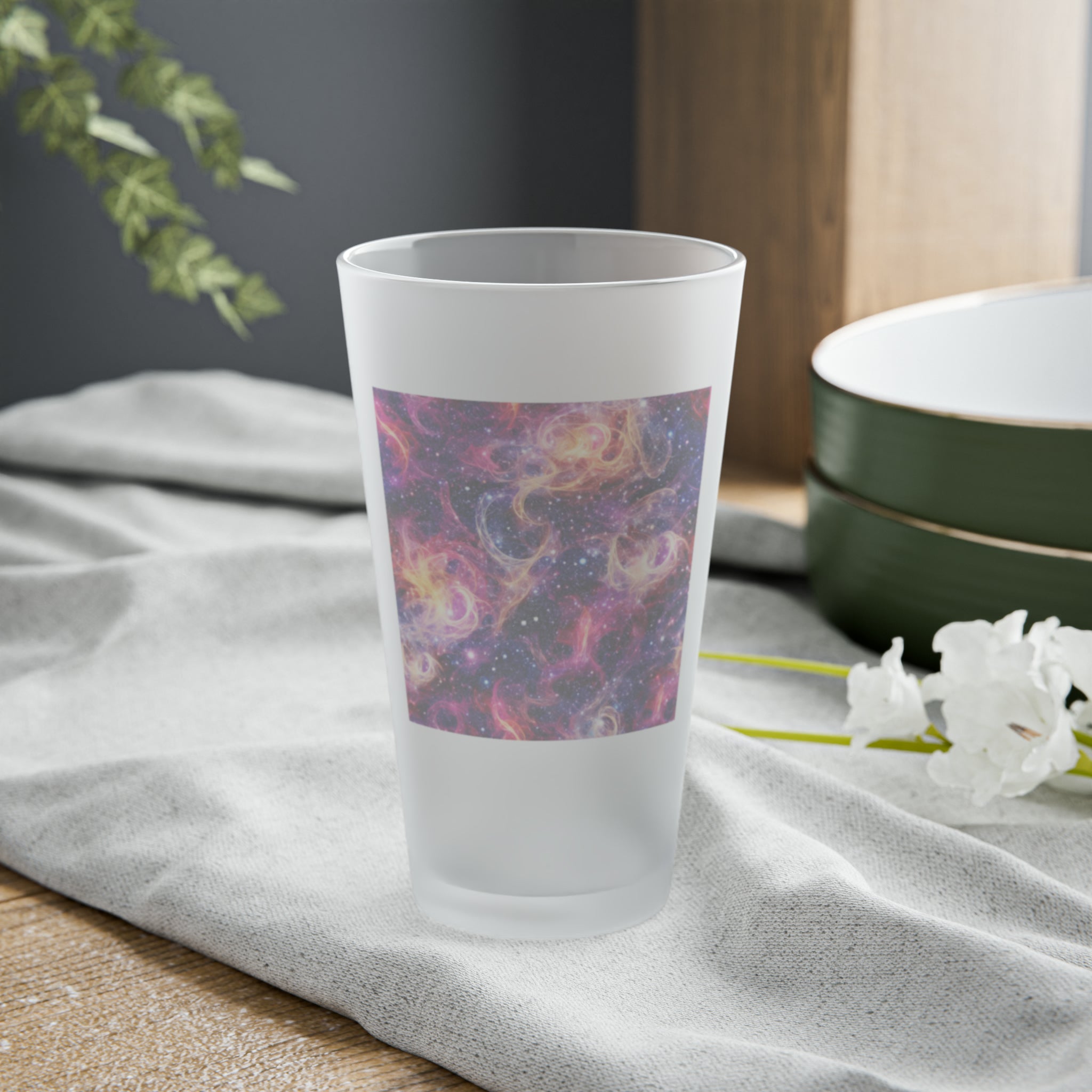 Frosted Pint Glass, 16oz - Vibrant Designs 04