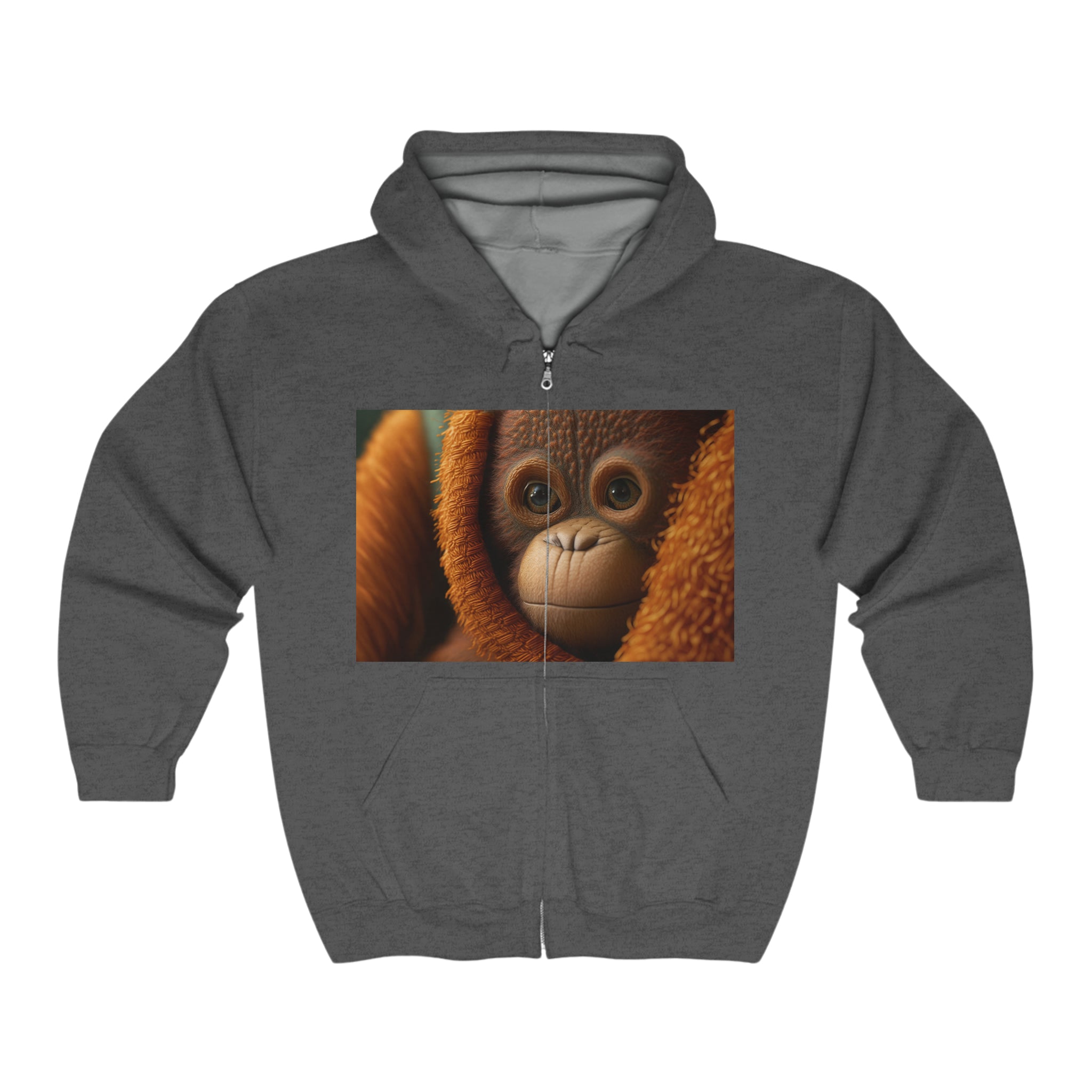 Unisex Heavy Blend™ Full Zip Hooded Sweatshirt - Baby Animals - Orangutan