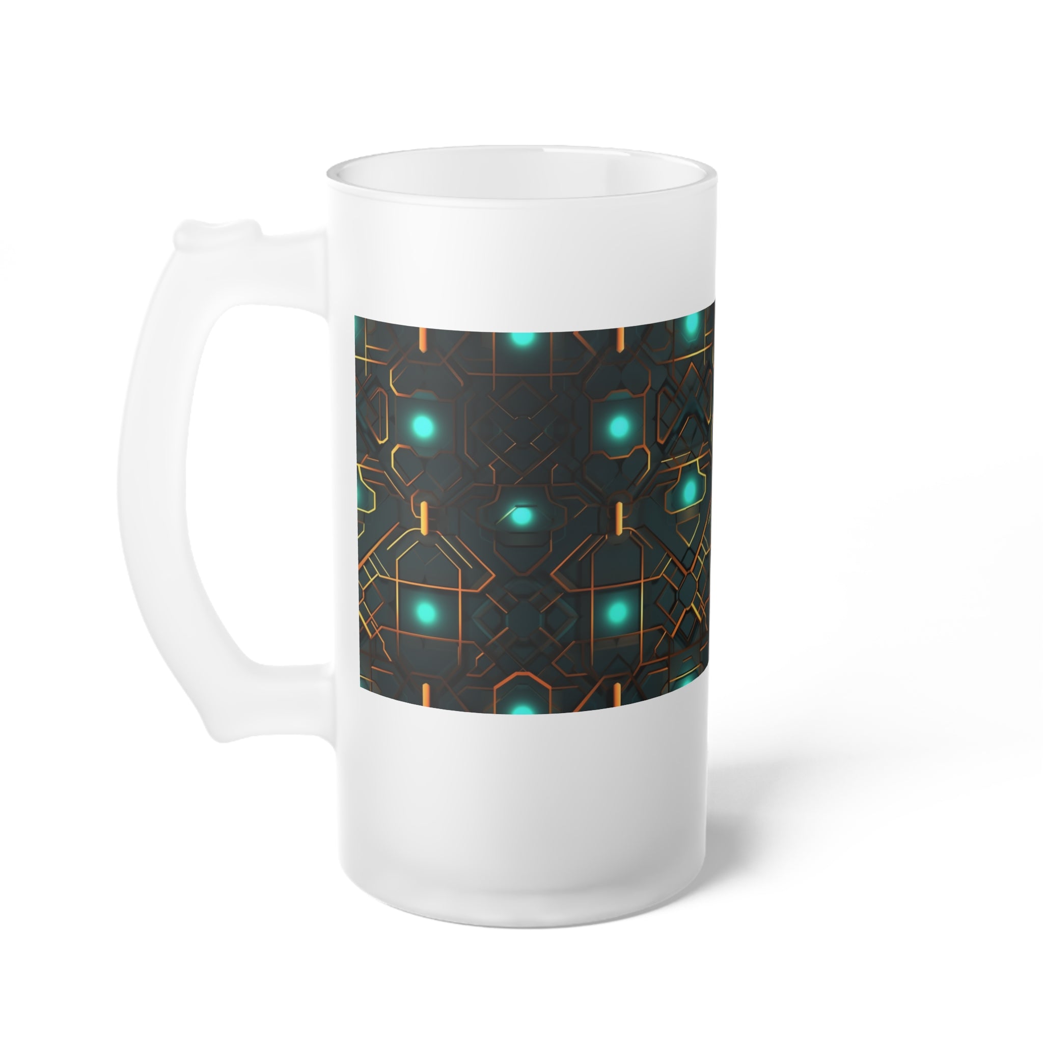 Frosted Glass Beer Mug (AOP) - Seamless Futuristic Designs 09