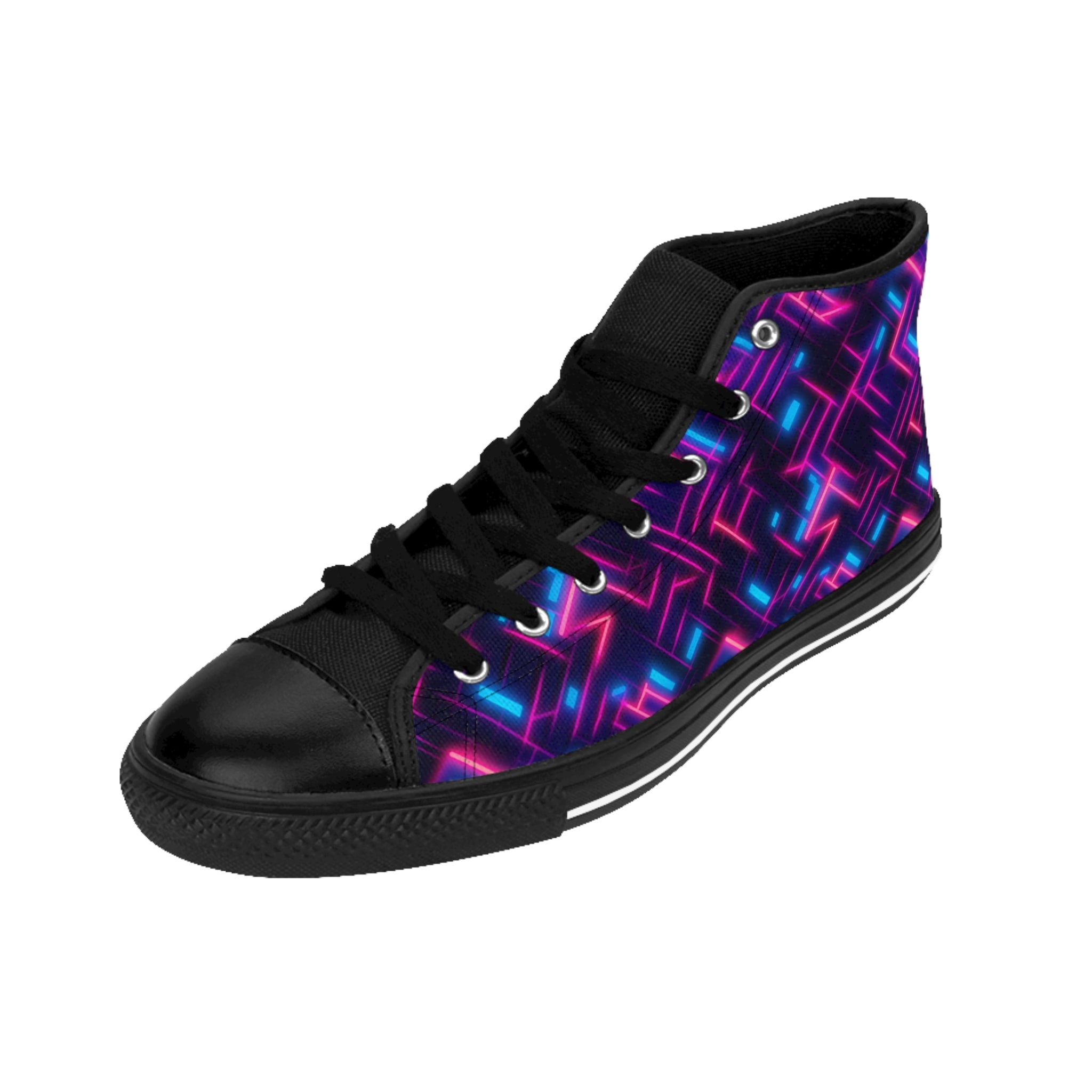 Men's Classic Sneakers (AOP) - Seamless Vibrant Synthwave Designs 01