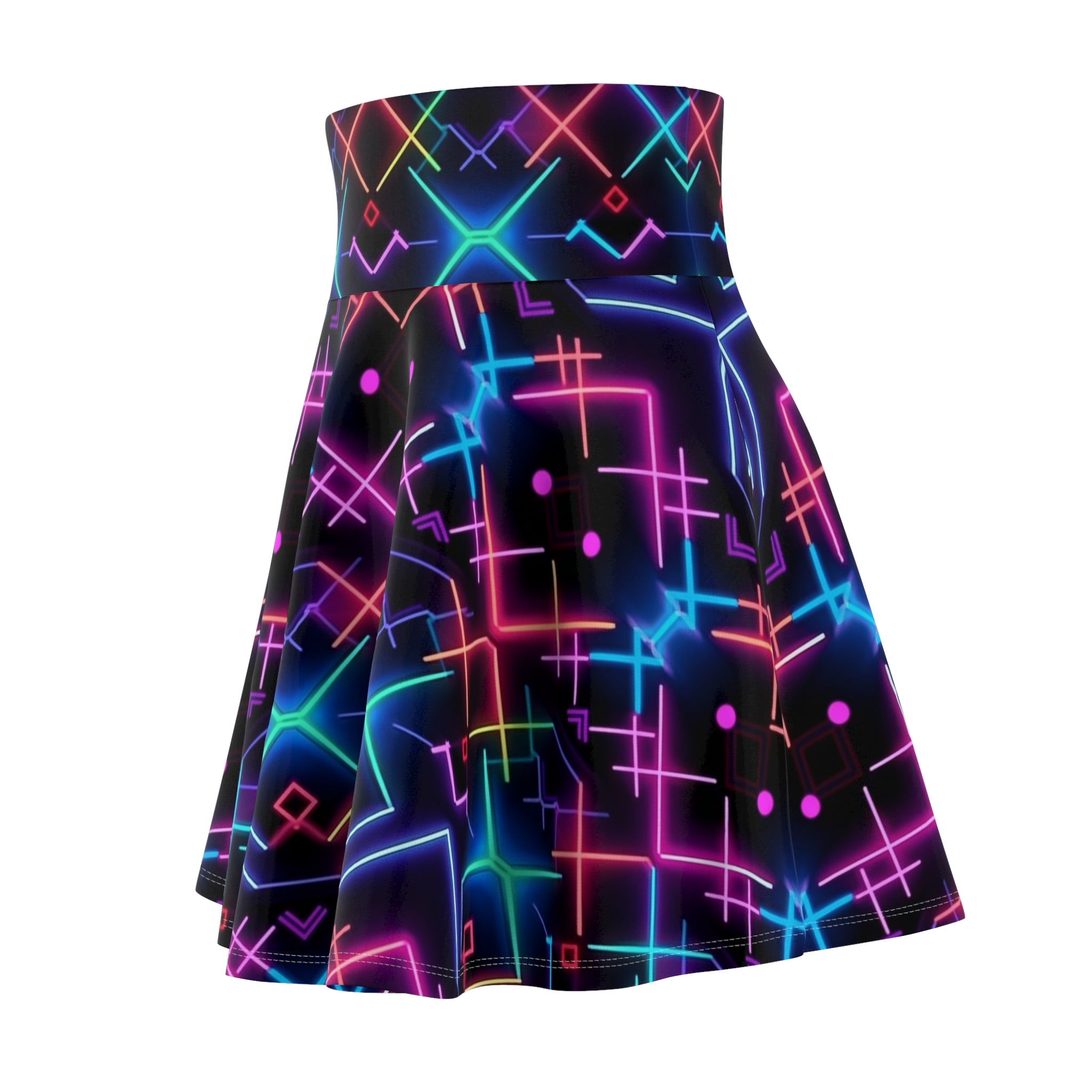 Women's Skater Skirt (AOP) - Seamless Neon Designs