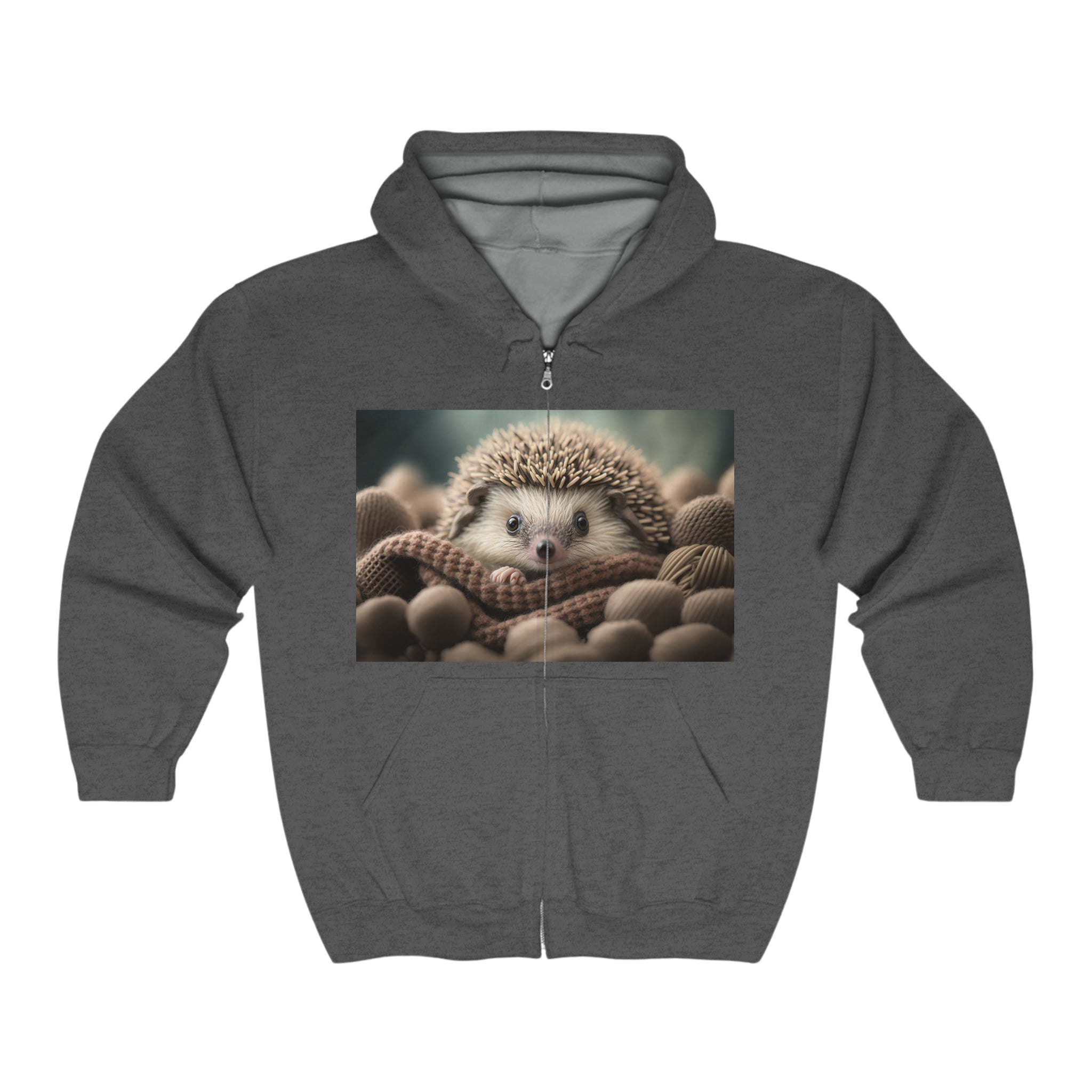 Unisex Heavy Blend™ Full Zip Hooded Sweatshirt - Baby Animals - Hedgehog