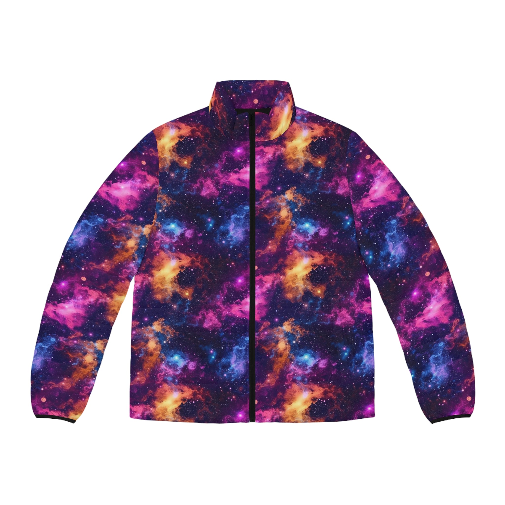 Men's Puffer Jacket (AOP) - Digital Galaxies 05