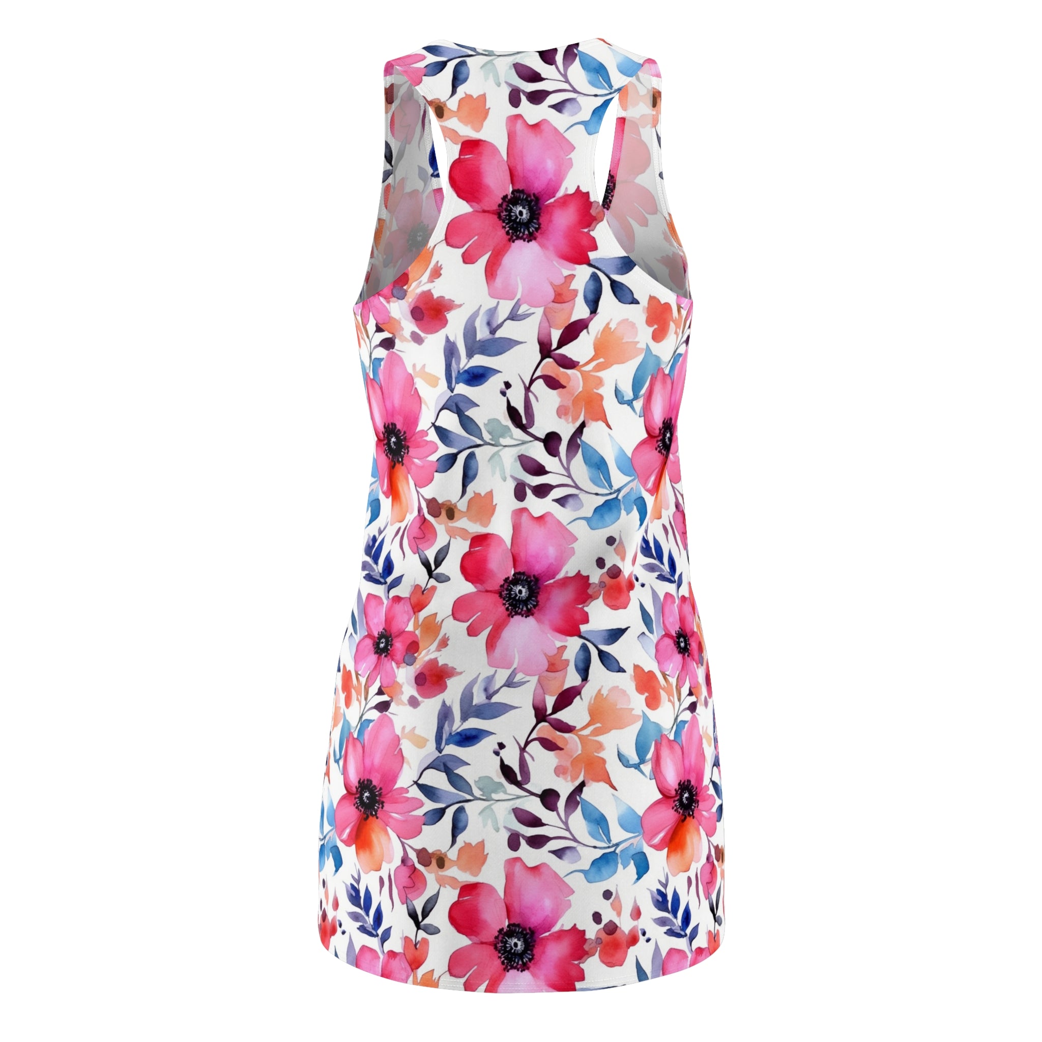 Women's Cut & Sew Racerback Dress (AOP) - Seamless Flower Watercolor Designs 02
