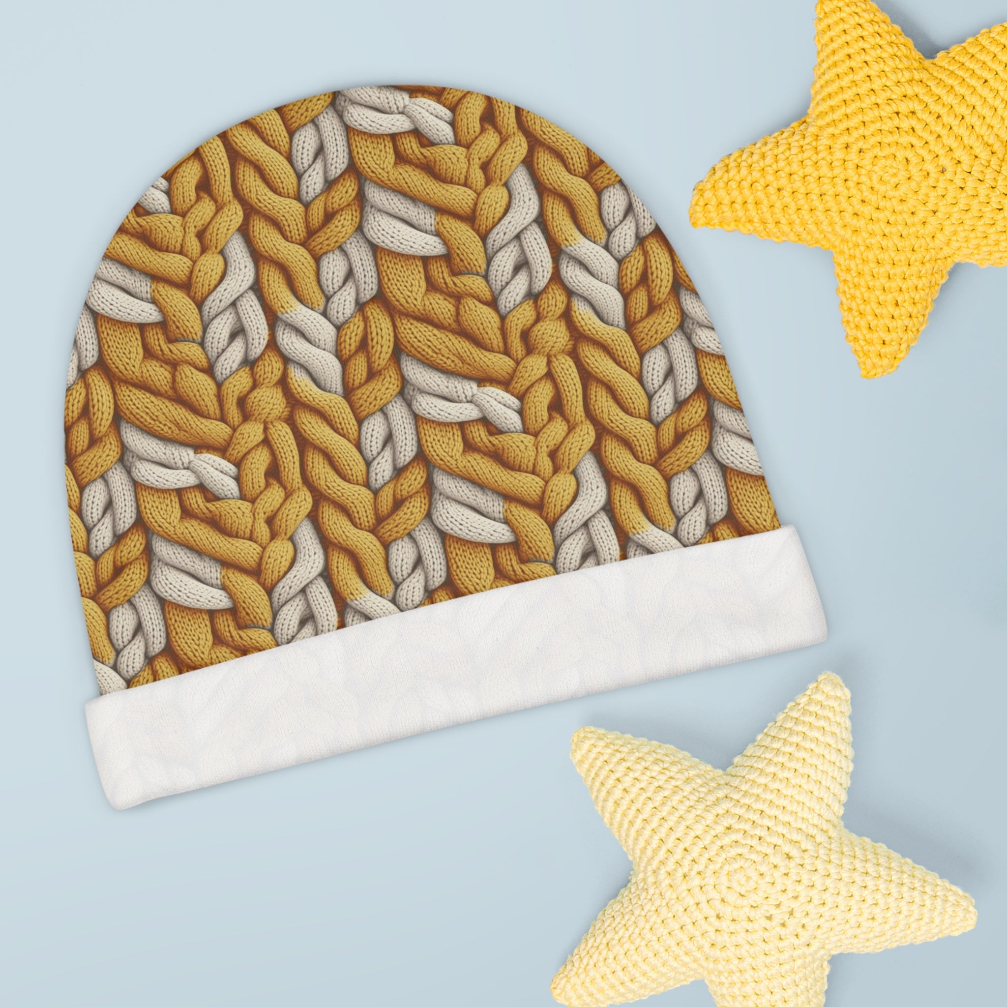 Baby Beanie (AOP) - Seamless Knit Art Design 02