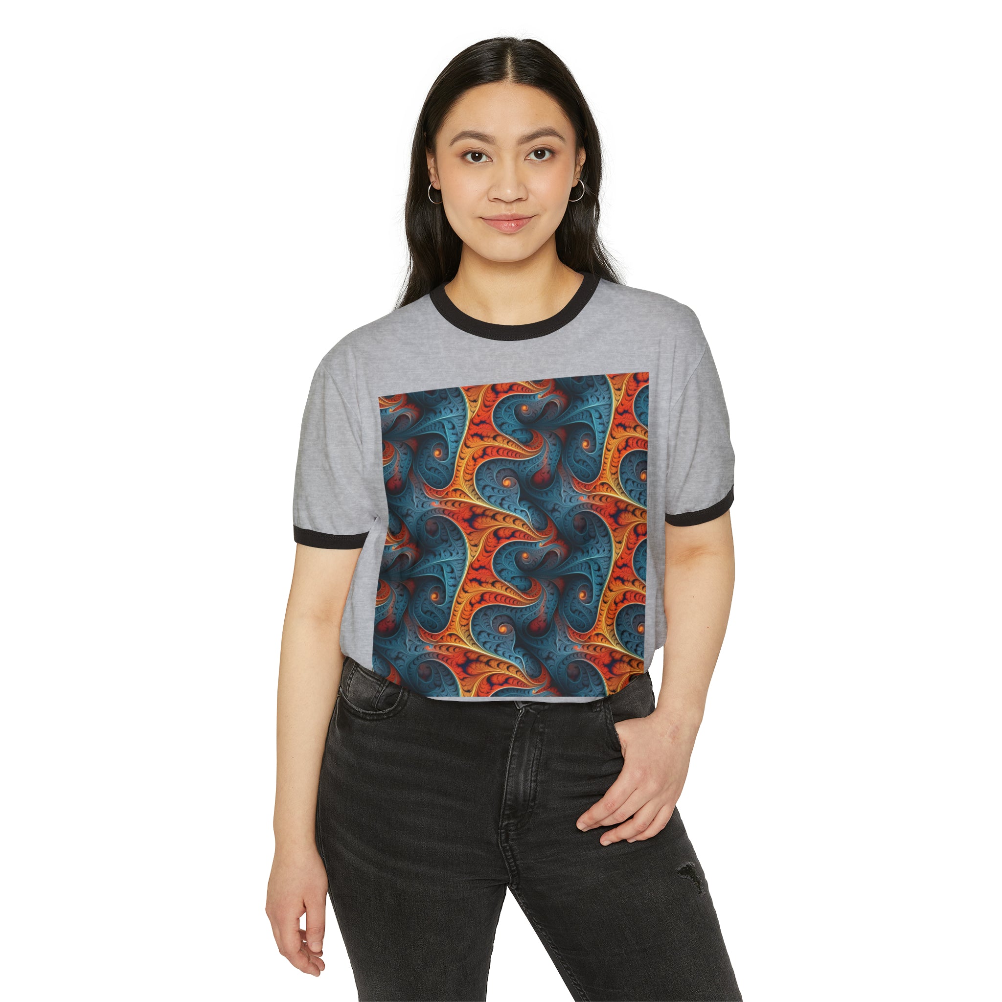 Unisex Cotton Ringer T-Shirt - Abstract Designs 01