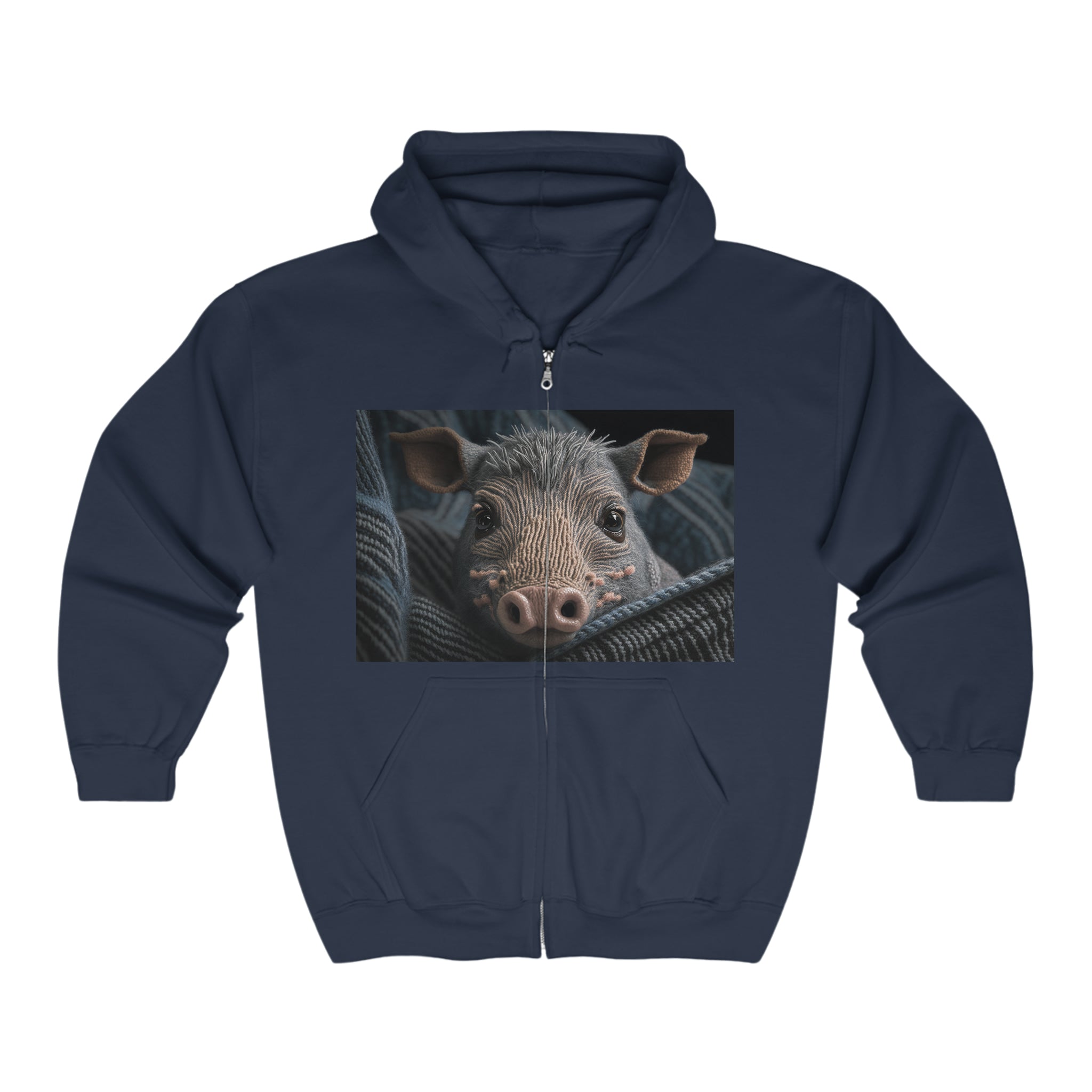 Unisex Heavy Blend™ Full Zip Hooded Sweatshirt - Baby Animals - Warthog